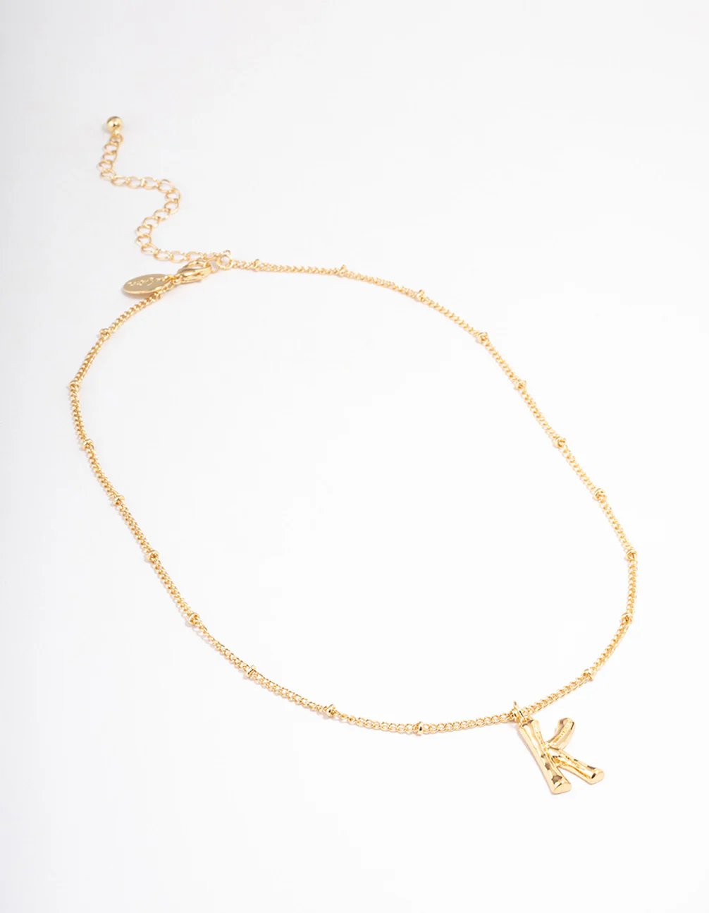 Gold Plated Letter K Bamboo Necklace - Image 2