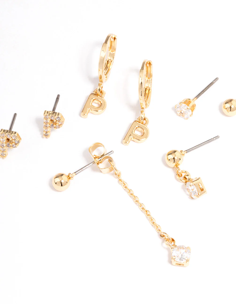 Letter 'P' Gold Plated Initial Ear Stackers - Image 2