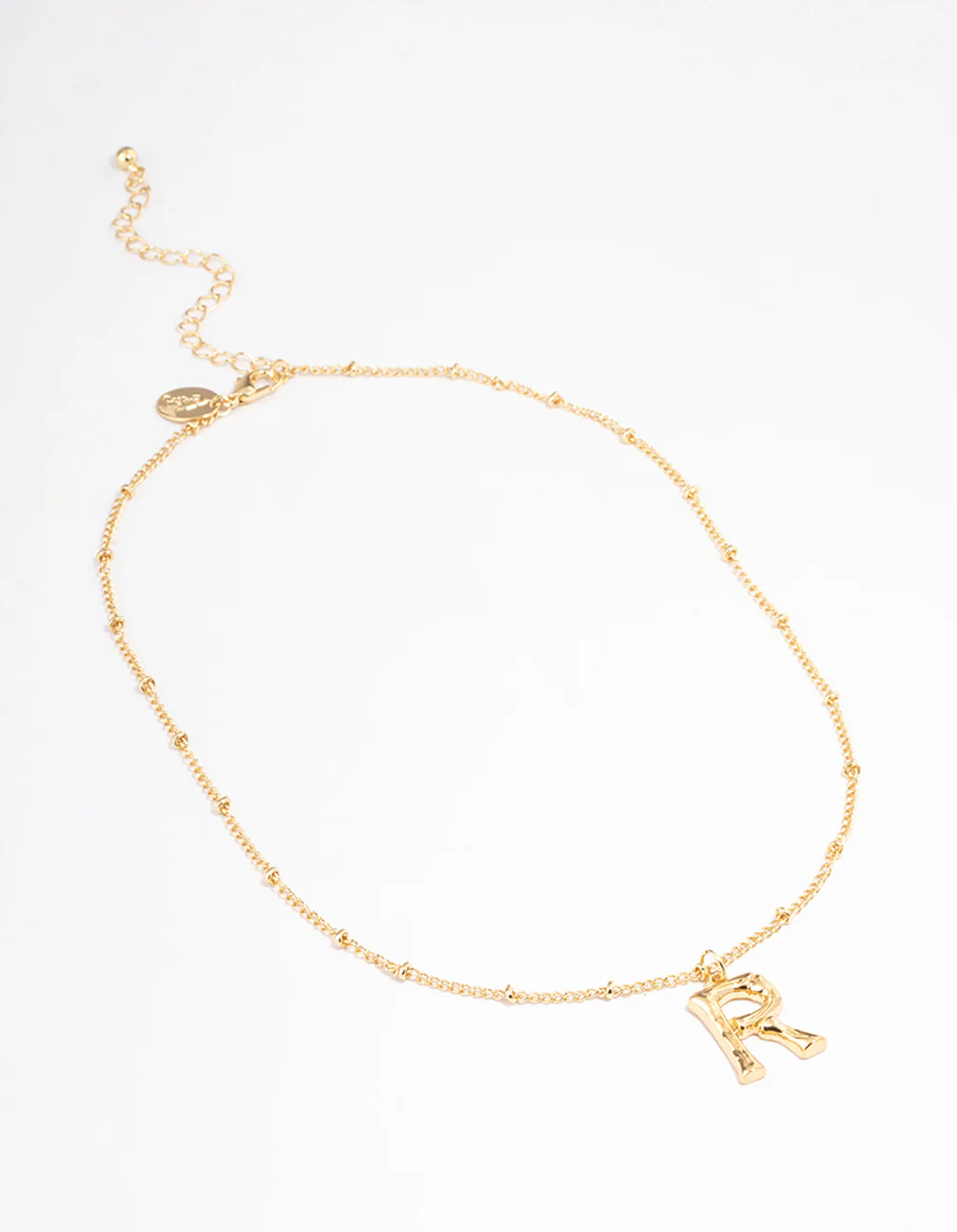 Gold Plated Letter R Bamboo Necklace - Image 2