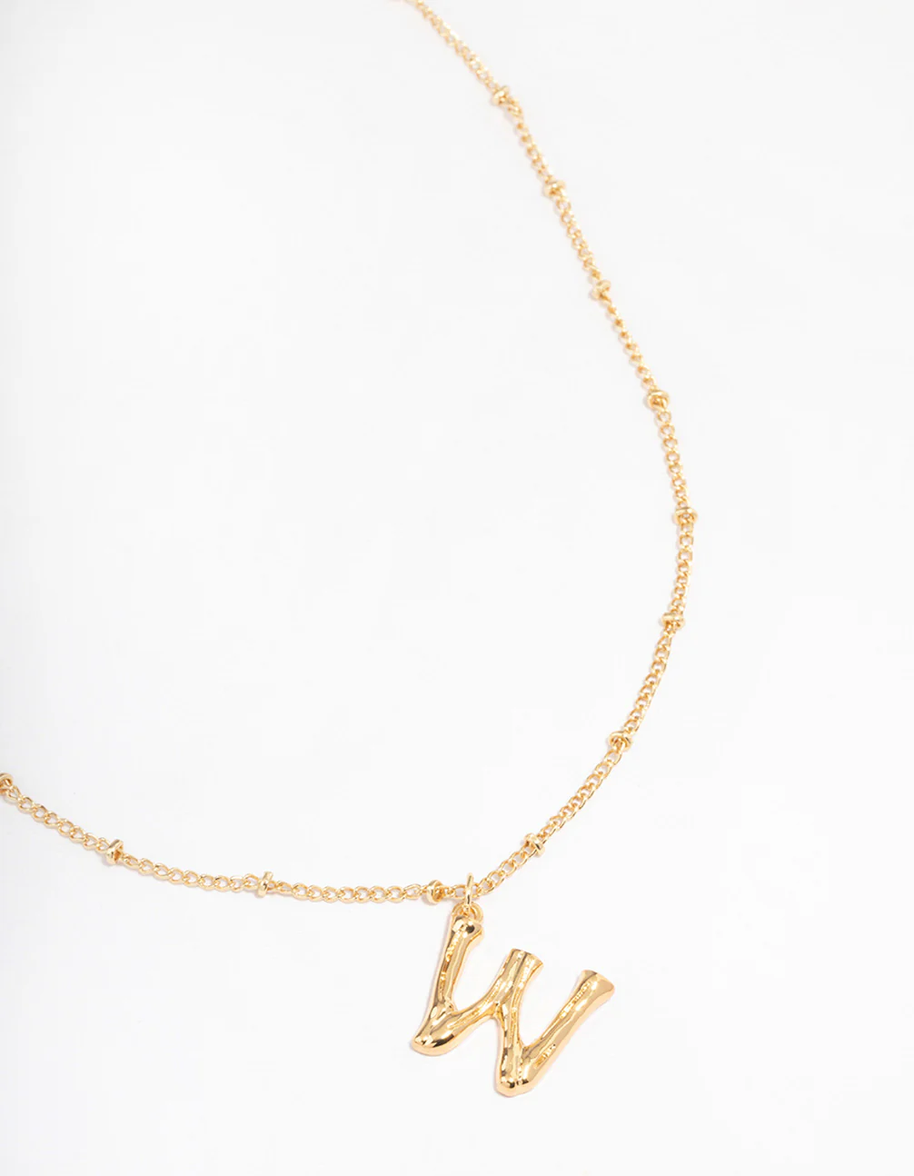 Gold Plated Letter W Bamboo Necklace