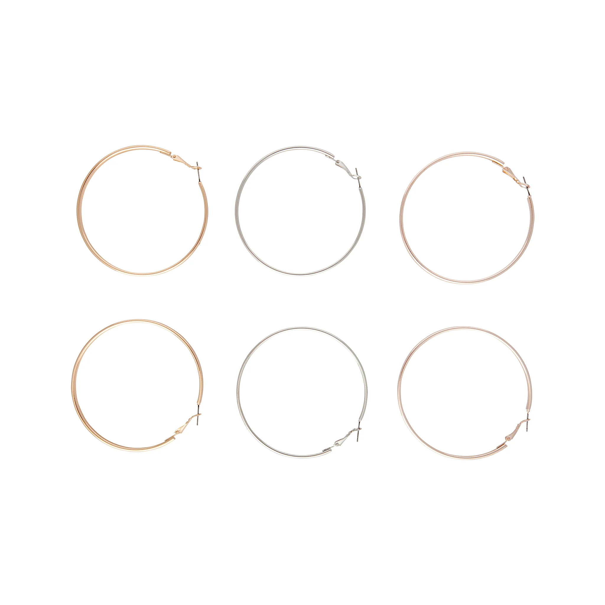 Mixed Metal Shiny Large Hoop Earring Pack