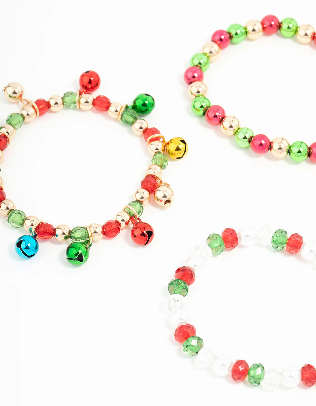 Kids Beaded Jingle Bells Stretched Charm Bracelets 4-Pack - Image 2