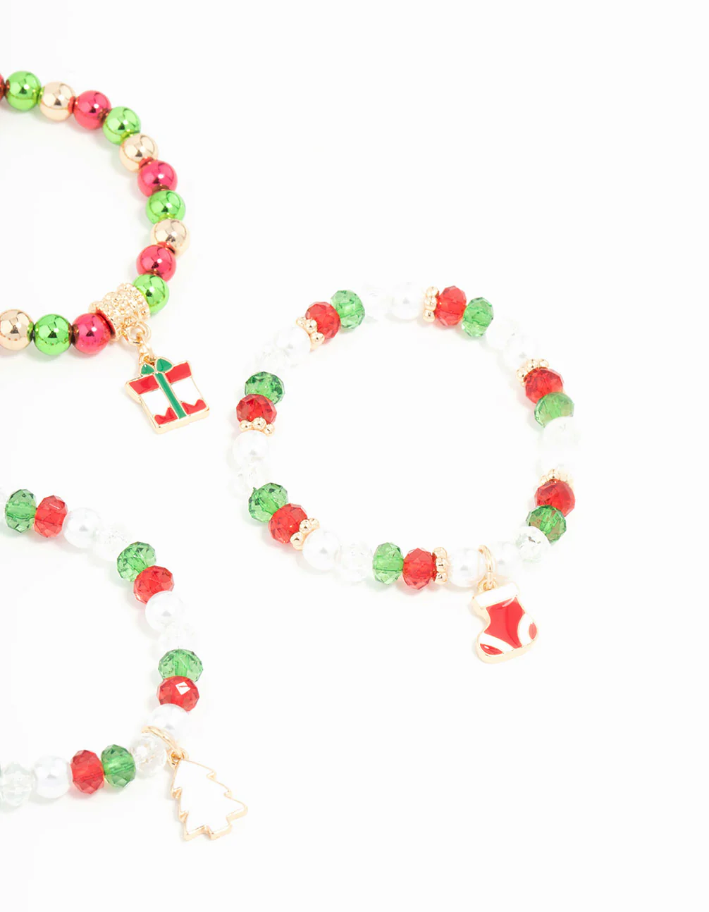 Kids Beaded Jingle Bells Stretched Charm Bracelets 4-Pack - Image 3