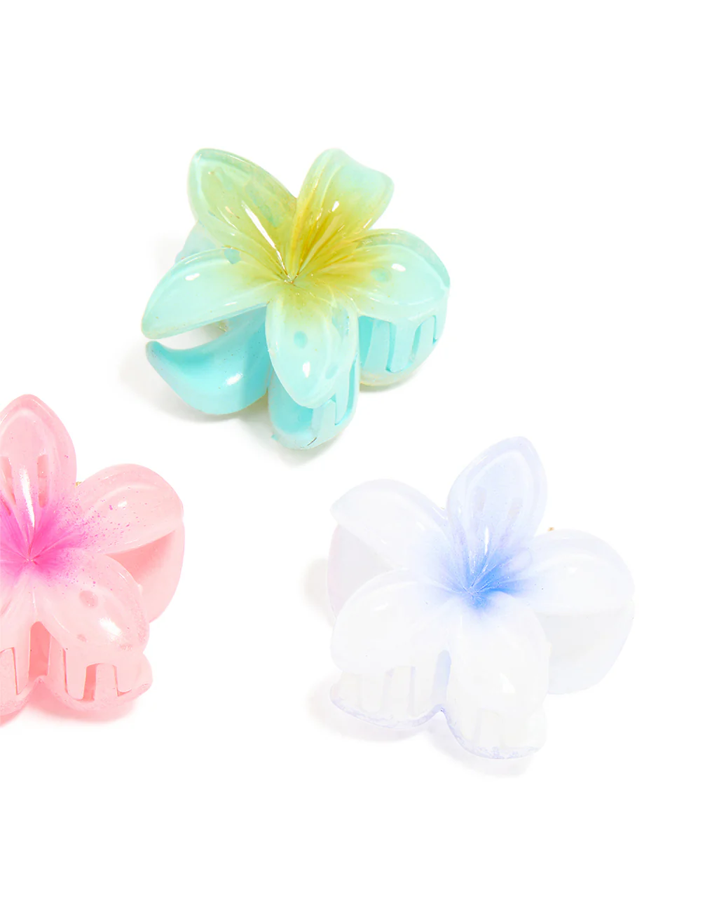Kids Bright Smooth Frangipani Hair Claw Clips 6-Pack - Image 3