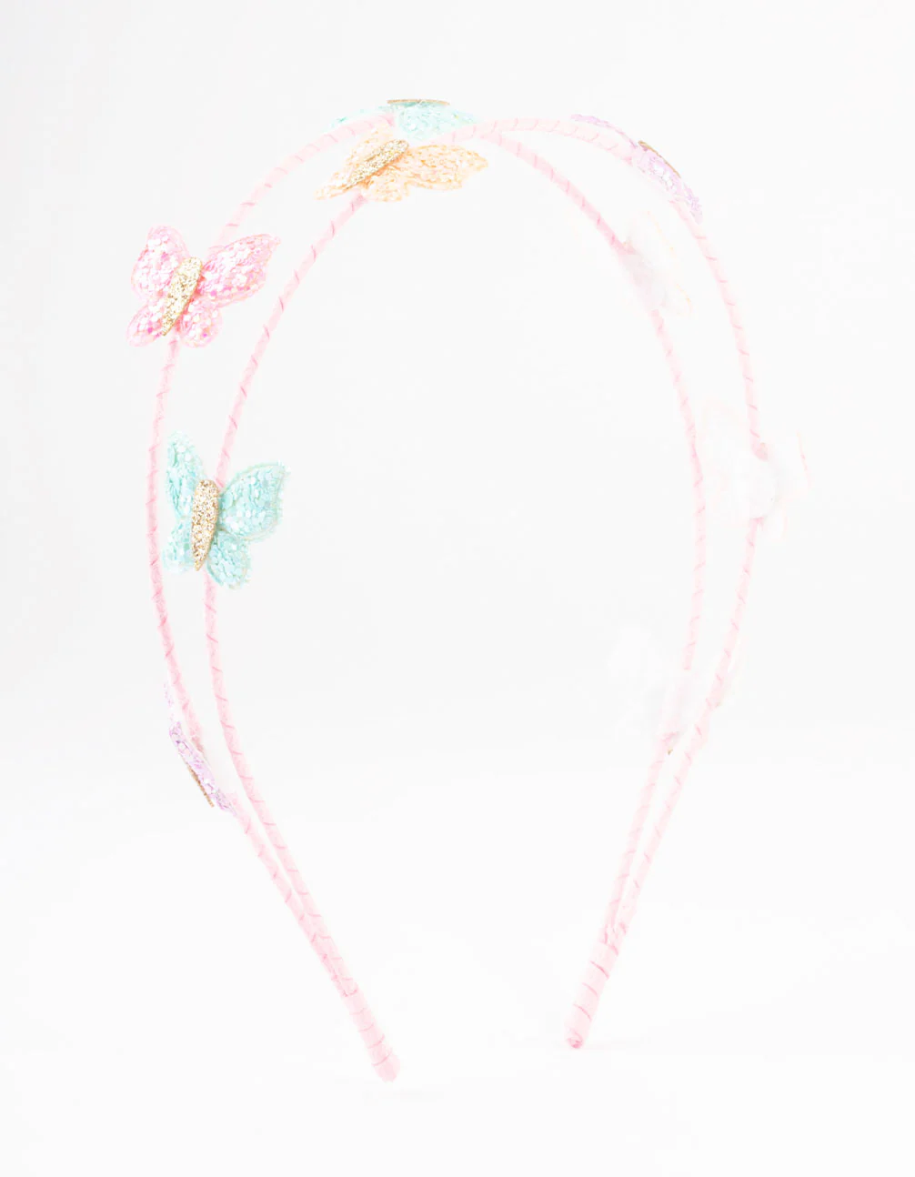 Kids Glitter Butterfly Headband 2-Row