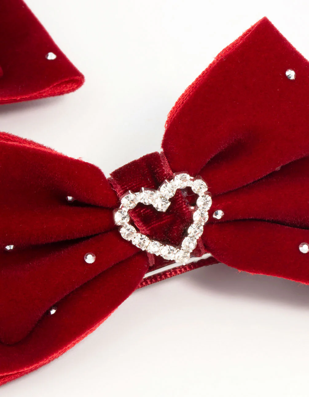 Kids Festive Fabric Heart Bow Clips 2-Pack - Image 2
