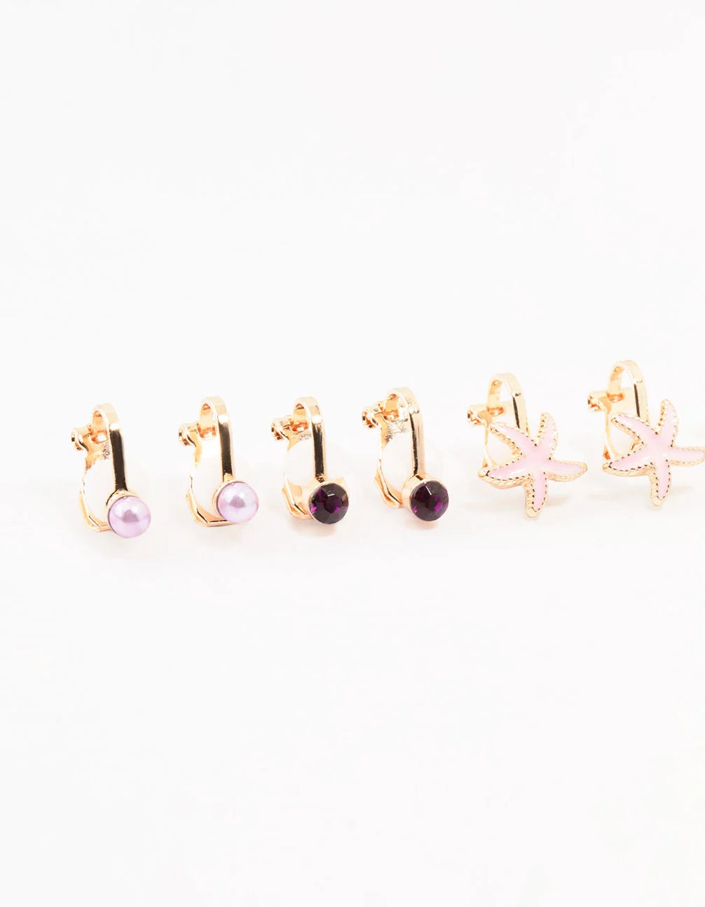 Kids Gold & Flower Sea Clip On Earrings - Image 2