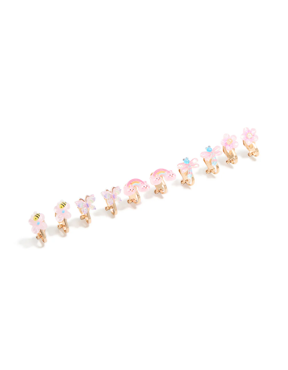 Kids Gold Garden Clip On Earrings 5-Pack