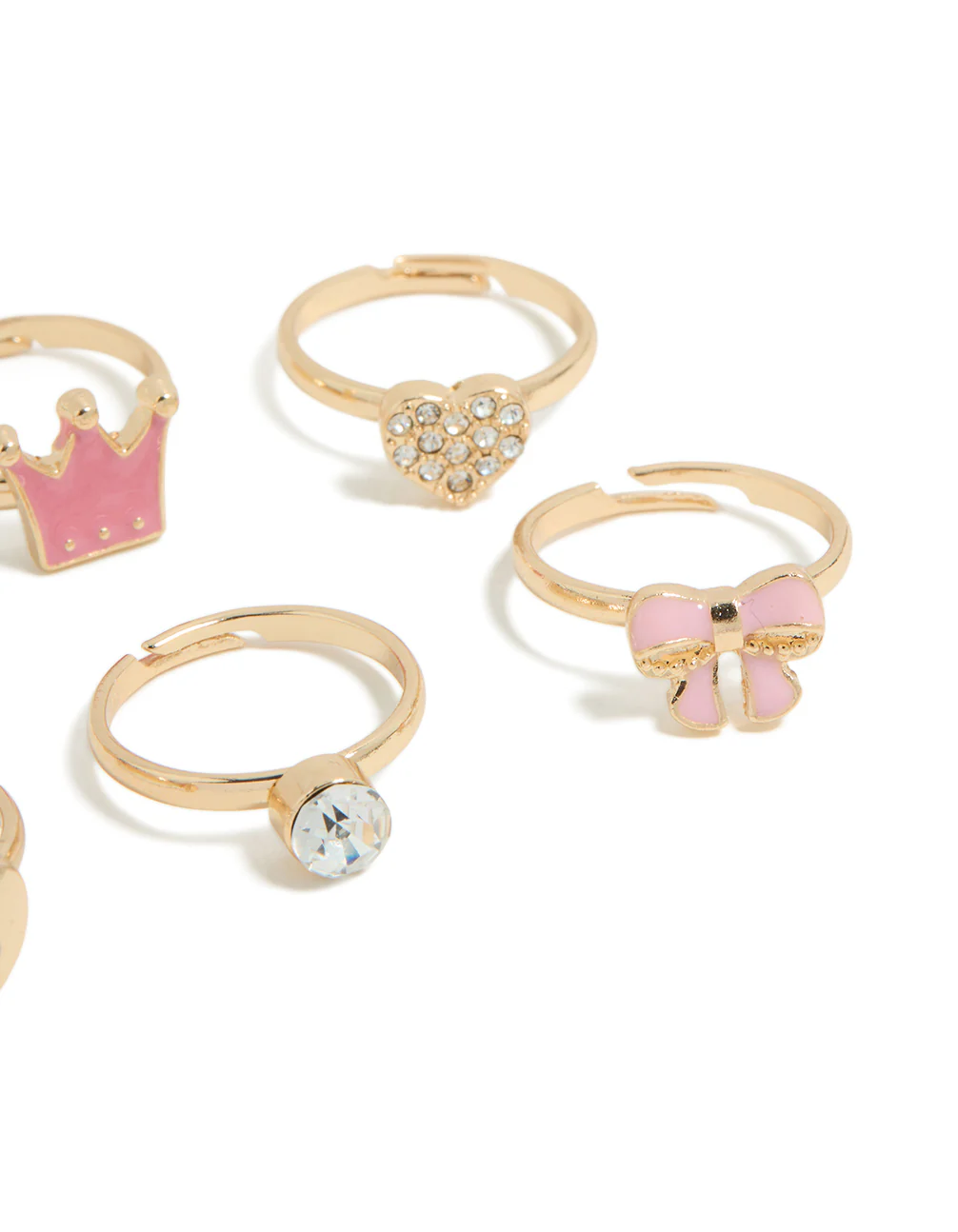 Kids Gold Glitzy Love & Princess Crown Rings 6-Pack - Image 3