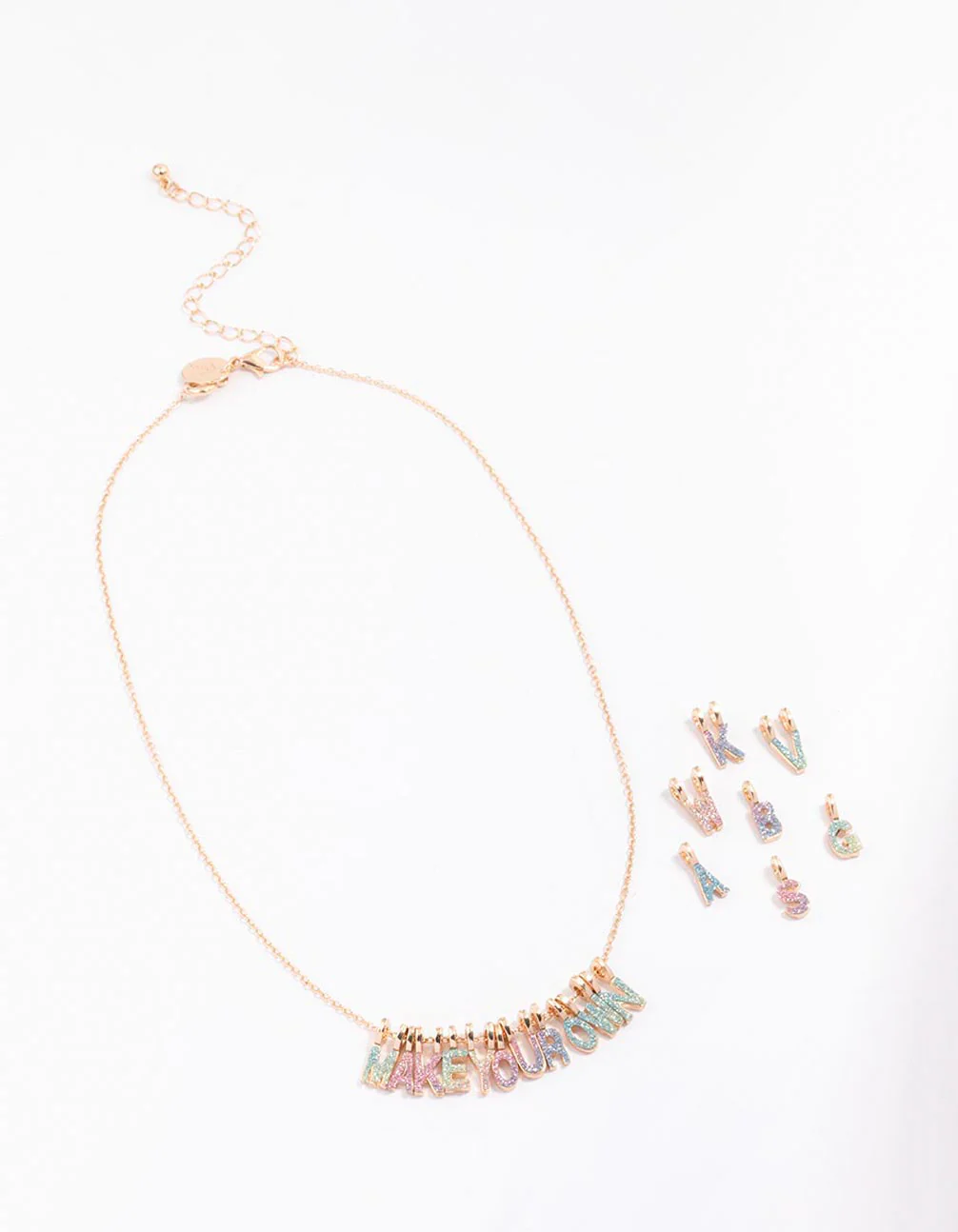 Kids Gold Make Your Own DIY Rainbow Glitter Charm Necklace Kit - Image 2