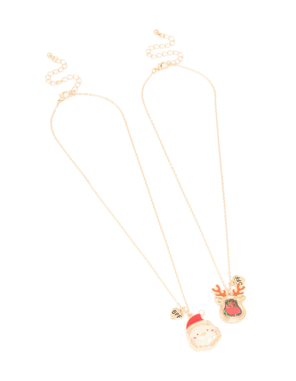 Kids Gold Santa & Reindeer Shaker Necklace 2-Pack - Image 2