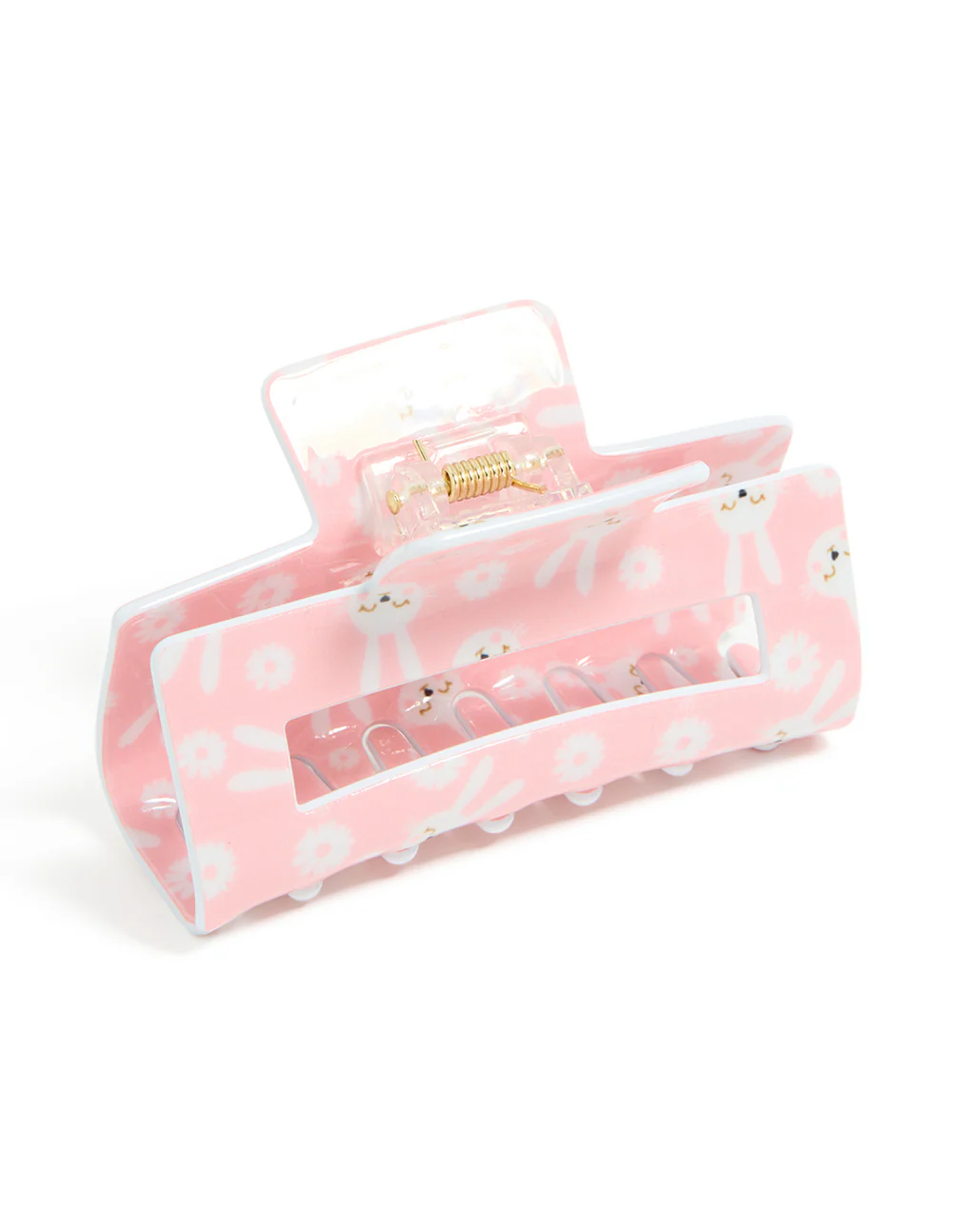 Kids Pink Acrylic Bunny Print Claw Clip - Image 2