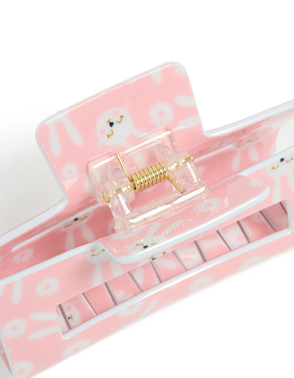 Kids Pink Acrylic Bunny Print Claw Clip - Image 3