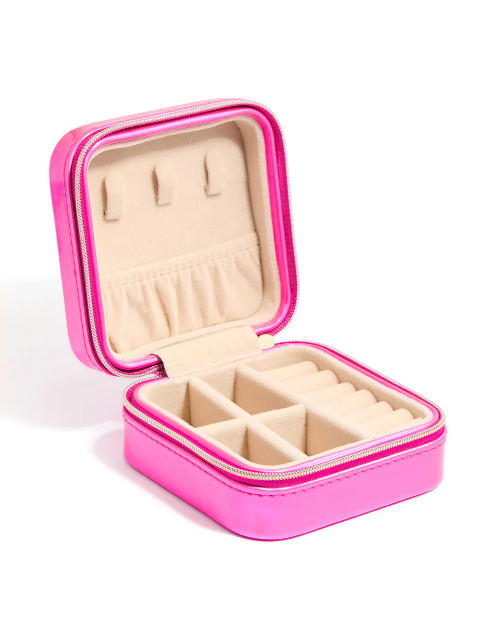 Kids Pink PU Leather Square Jewellery Box - Image 2