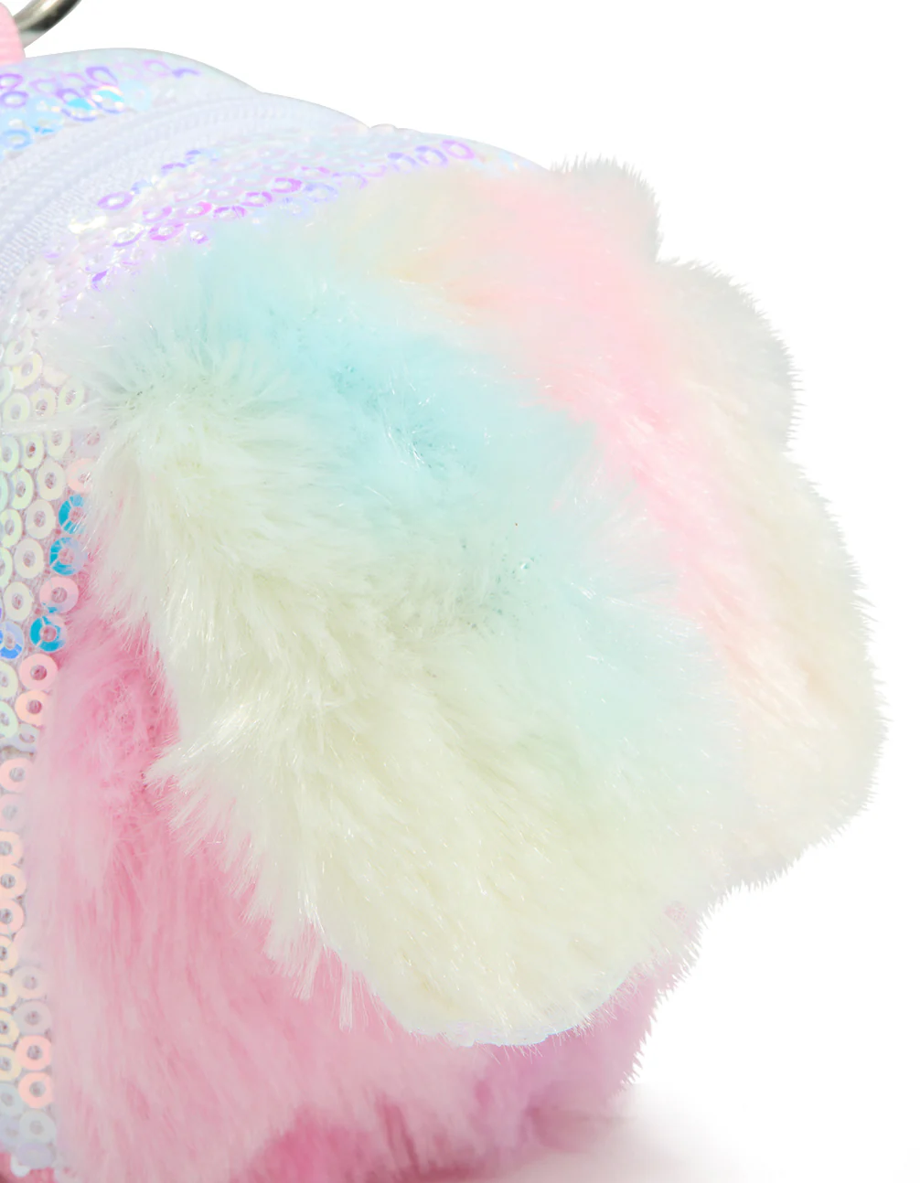 Kids Pink & Purple Fluffy Fabric Bunny Ear Purse - Image 3