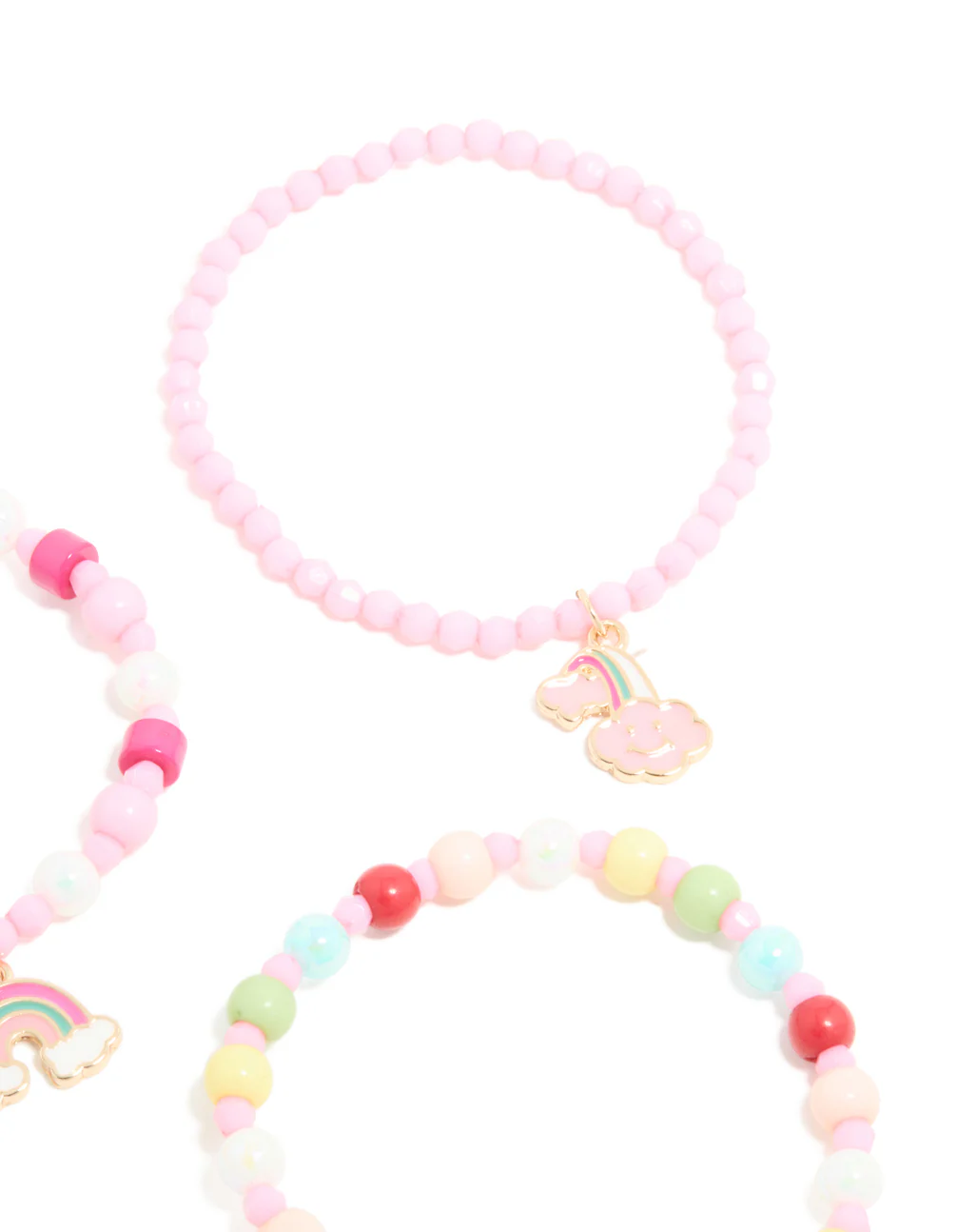 Kids Rainbow Charm Beaded Stretch Bracelets 3-Pack - Image 3