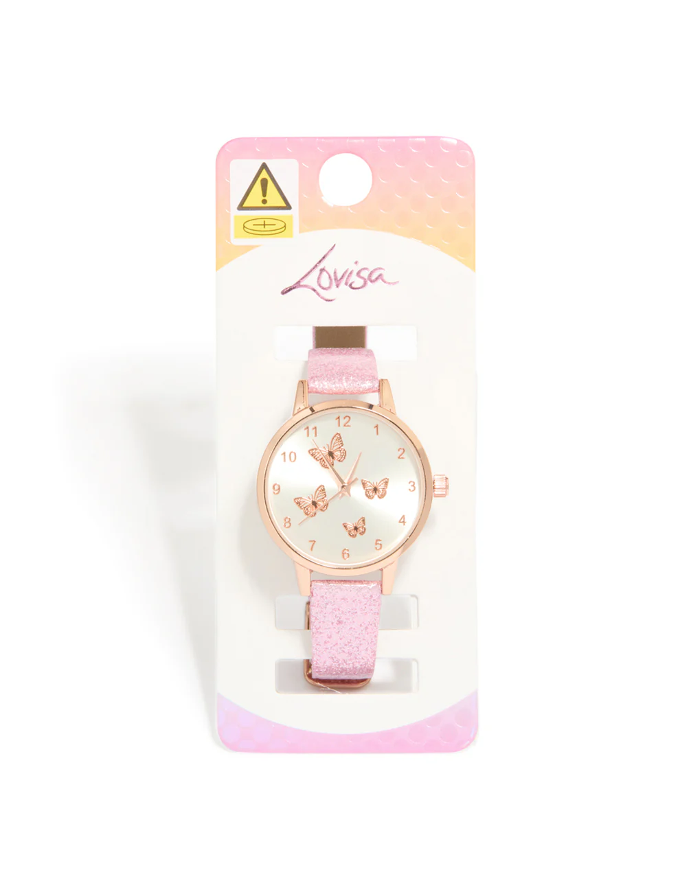 Kids Rose Gold Butterfly Glitter Watch - Image 3