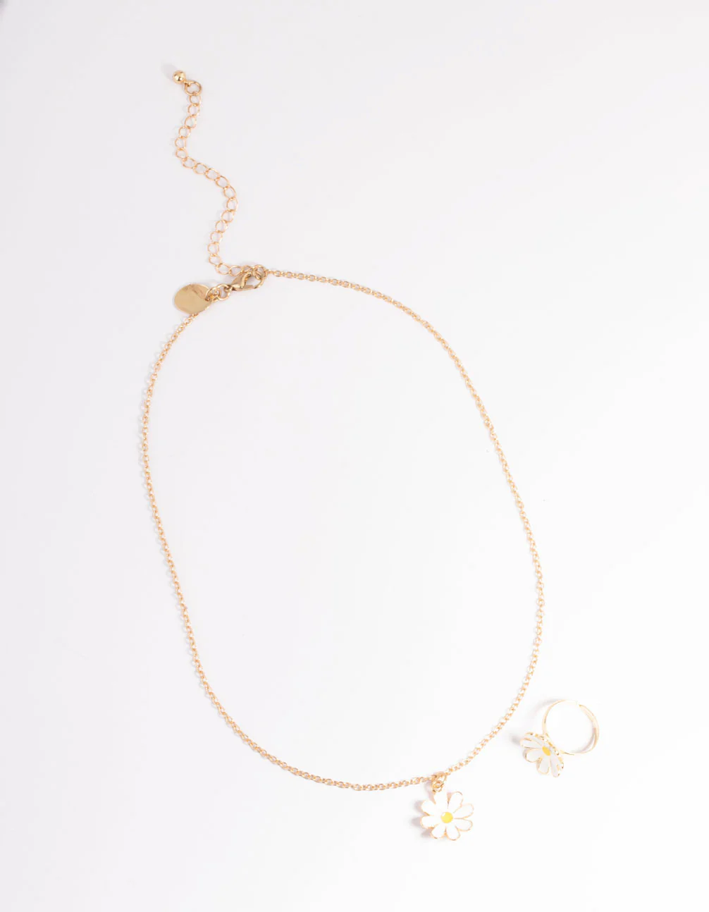 Kids White Daisy Necklace & Ring Set - Image 2