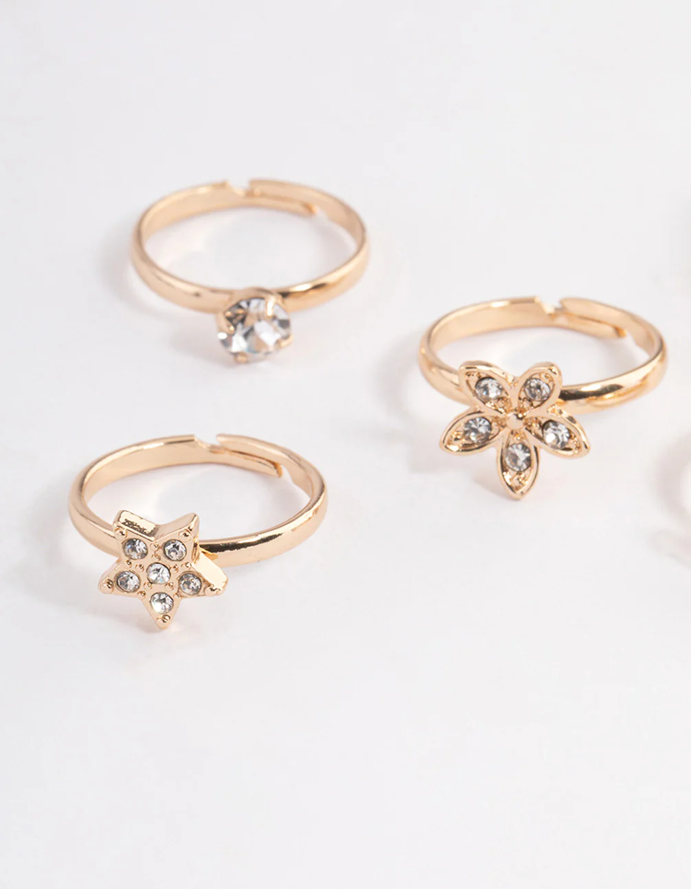 Kids Diamante Flower & Bow Ring 6-Pack - Image 2