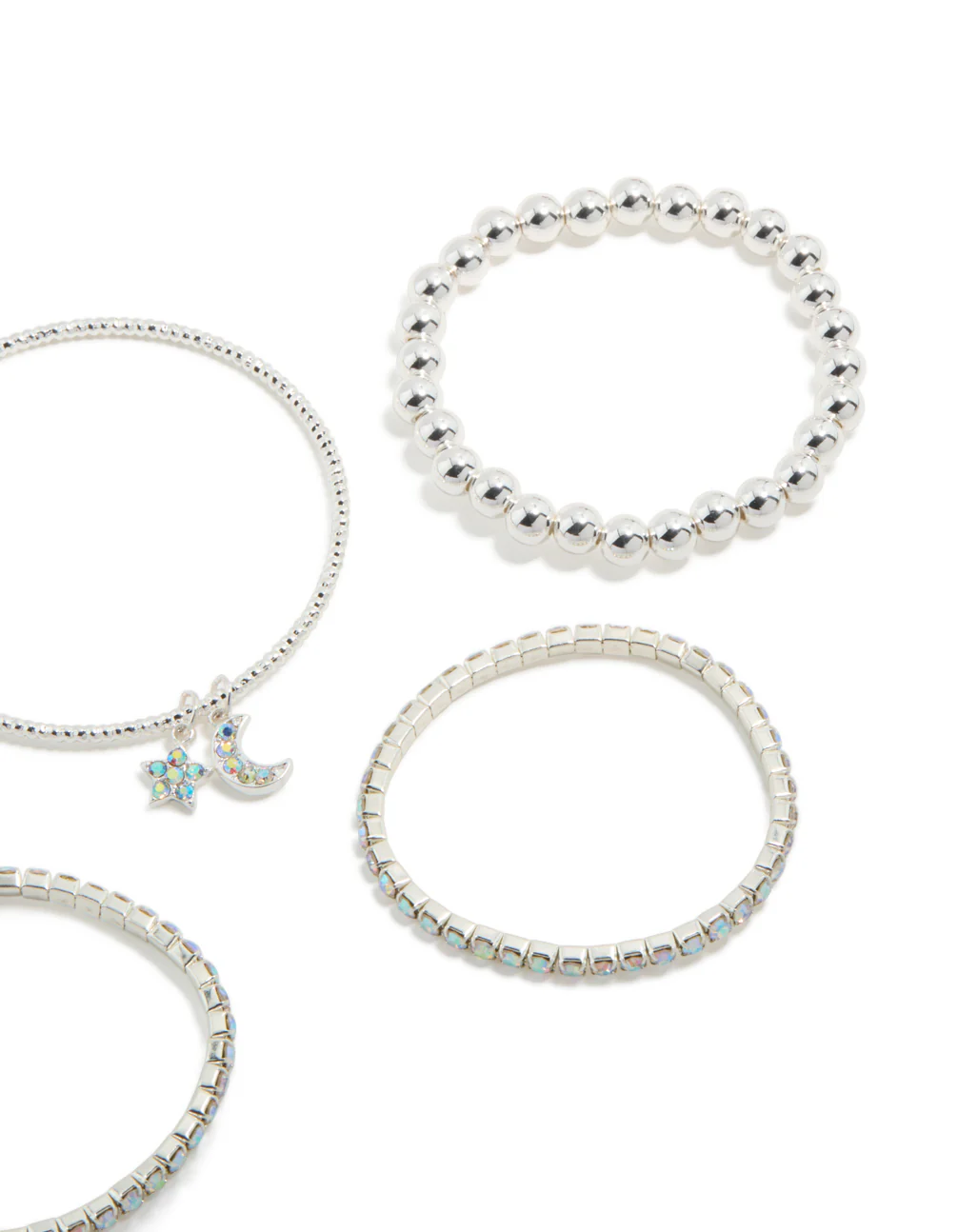 Kids Silver Diamante Celestial Bracelets 5-Pack - Image 3