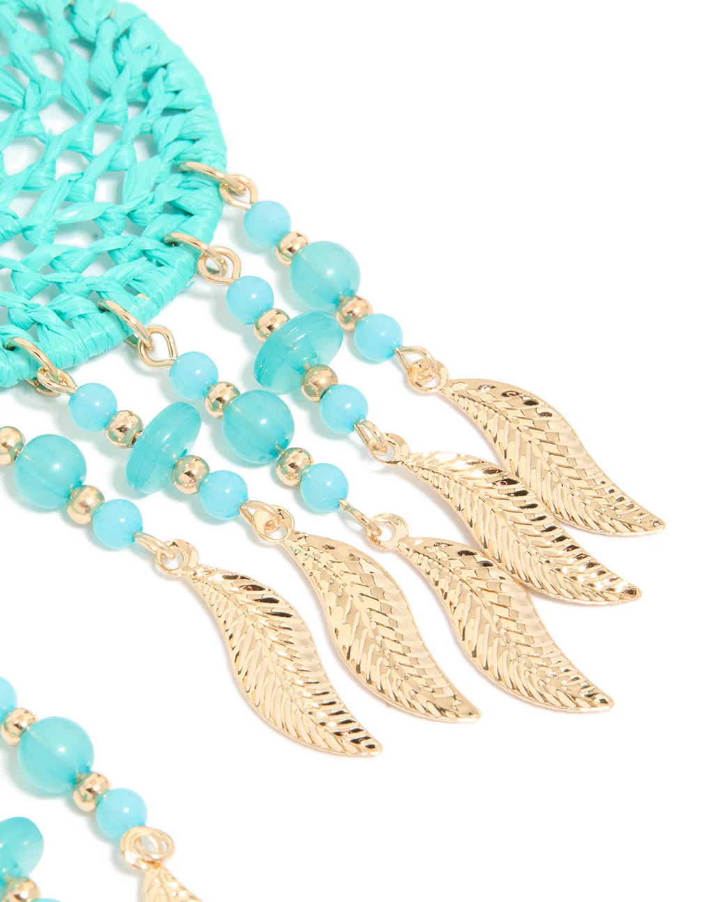 Light Blue Fabric Dreamcatcher Drop Earrings - Image 5
