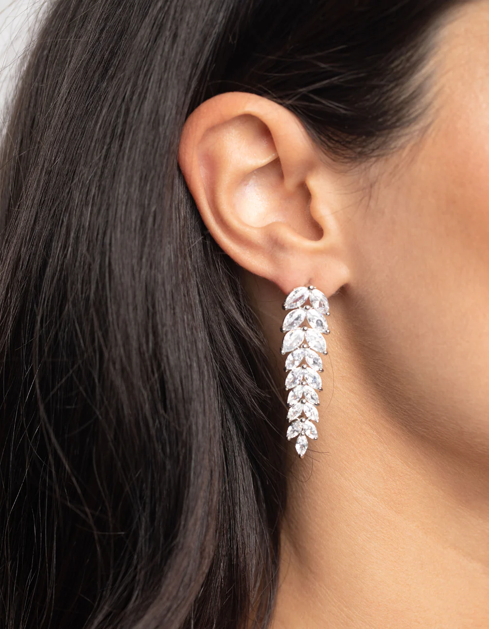 Diamond Simulant Waterfall Drop Earrings - Image 2