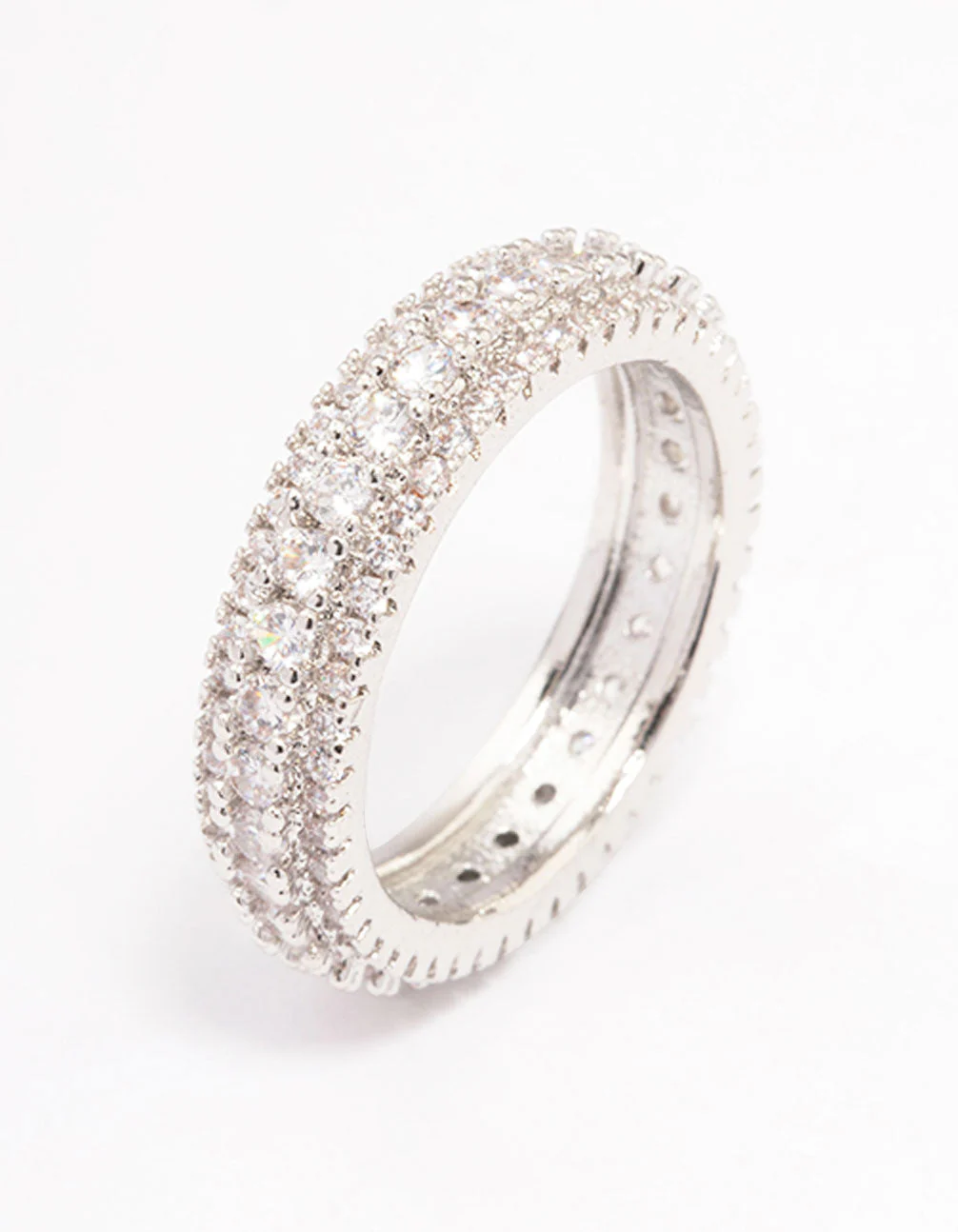 Silver Plated Classic Diamante Ring - Image 2