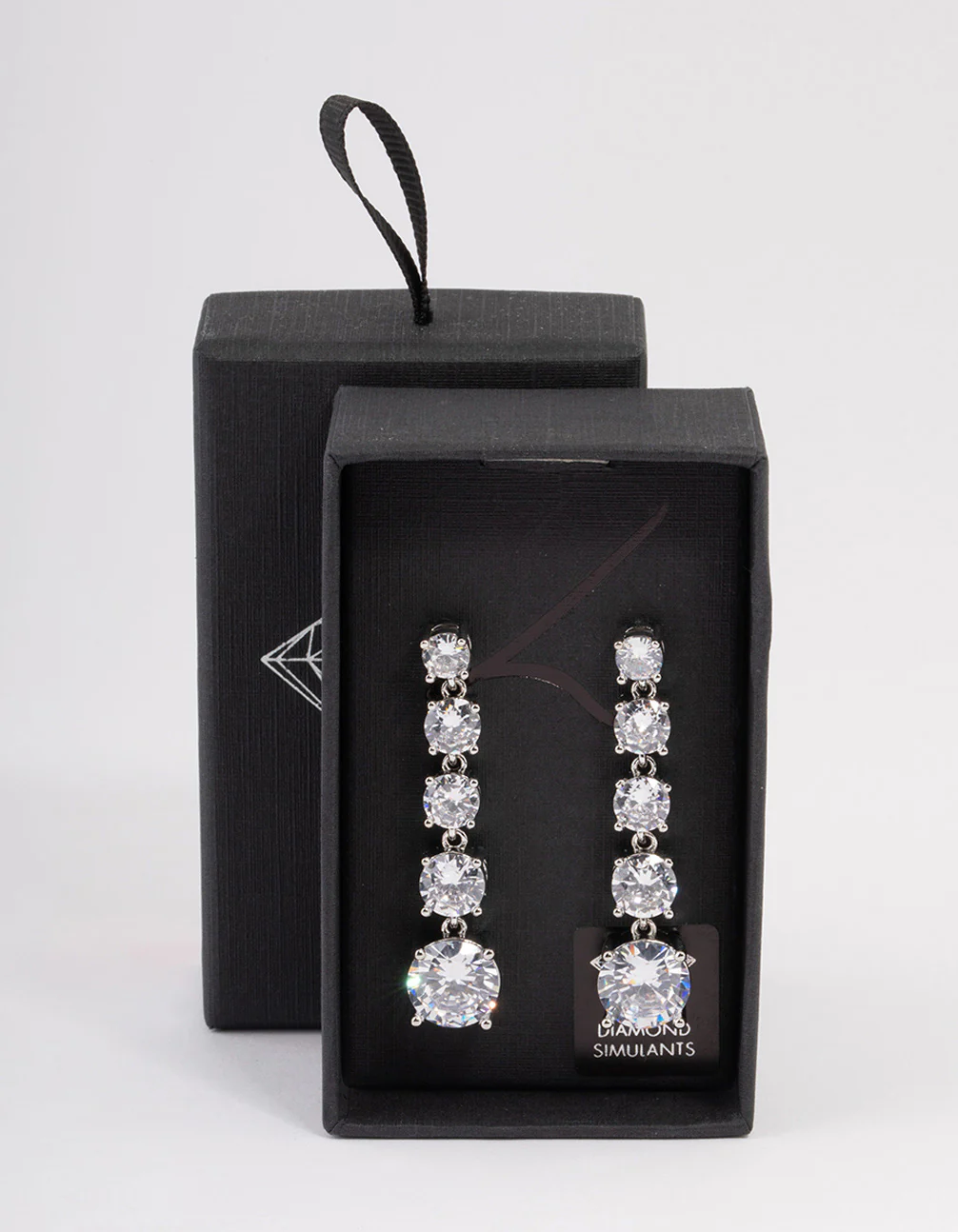 Silver Gradual Solitaire Drop Earrings - Image 3
