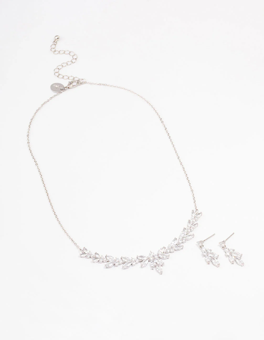 Silver Leafy Cubic Zirconia Vine Jewellery Set - Image 2