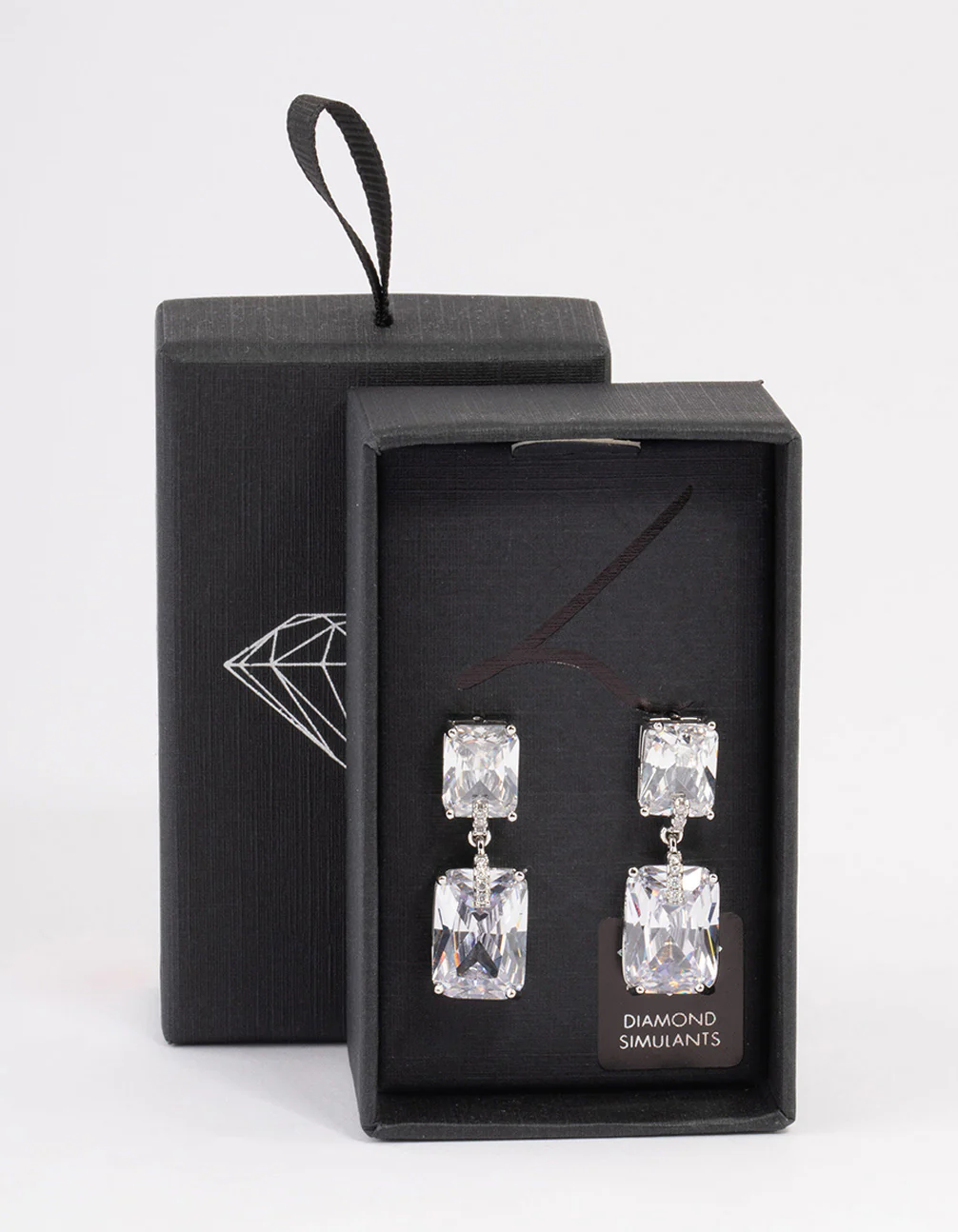 Silver Large Radiant Drop Earrings - Image 3