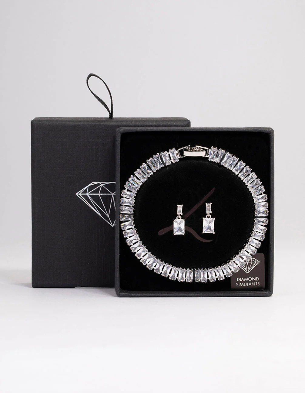 Silver Cubic Zirconia Baguette Classic Jewellery Set - Image 3