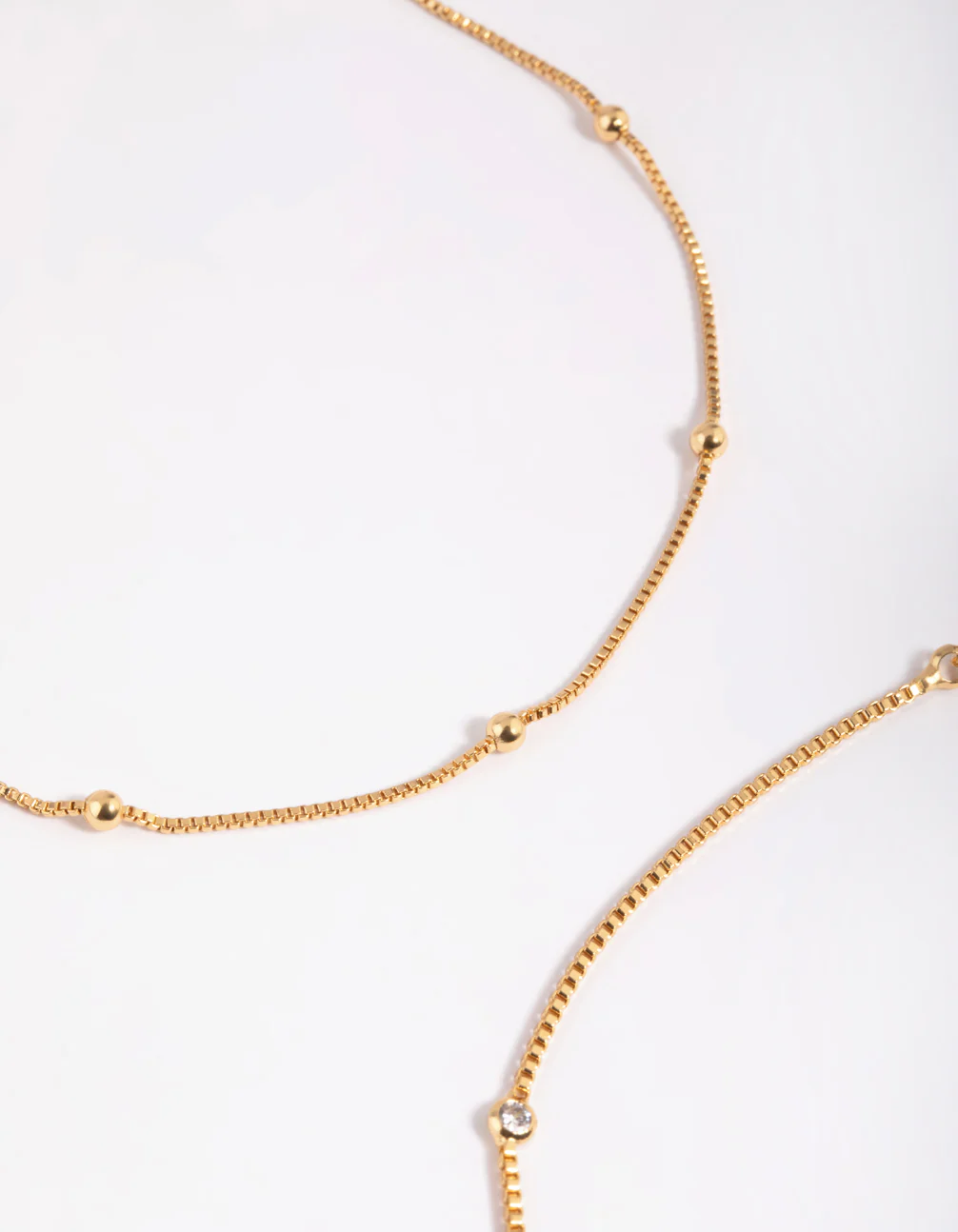 Gold Plated Brass Cubic Zirconia Ball Anklet - Image 2