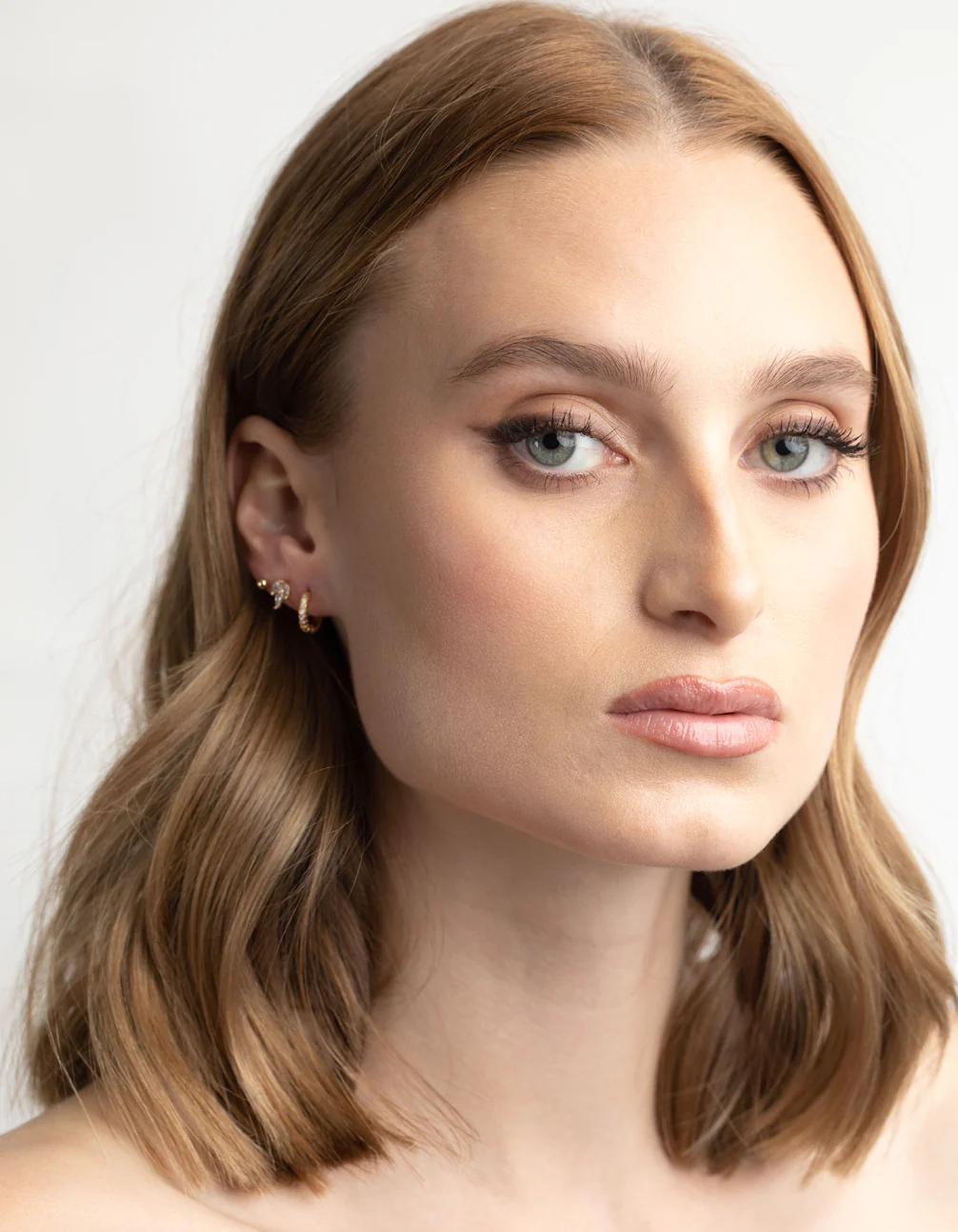 Gold Plated Brass Cubic Zirconia Leaf Earring Stack 6-Pack - Image 2
