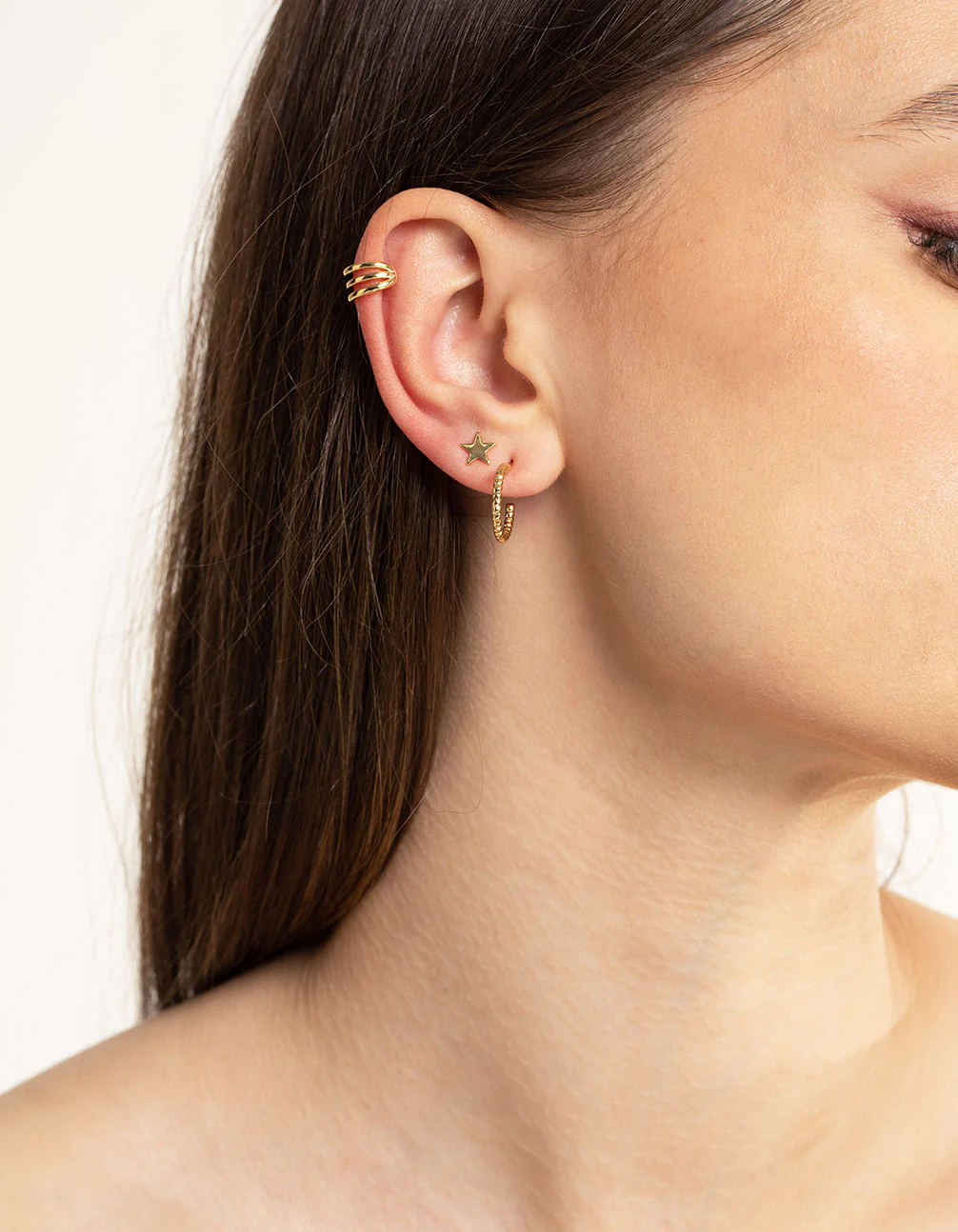 Gold Plated Star & Moon Stud Earring 8-Pack - Image 2