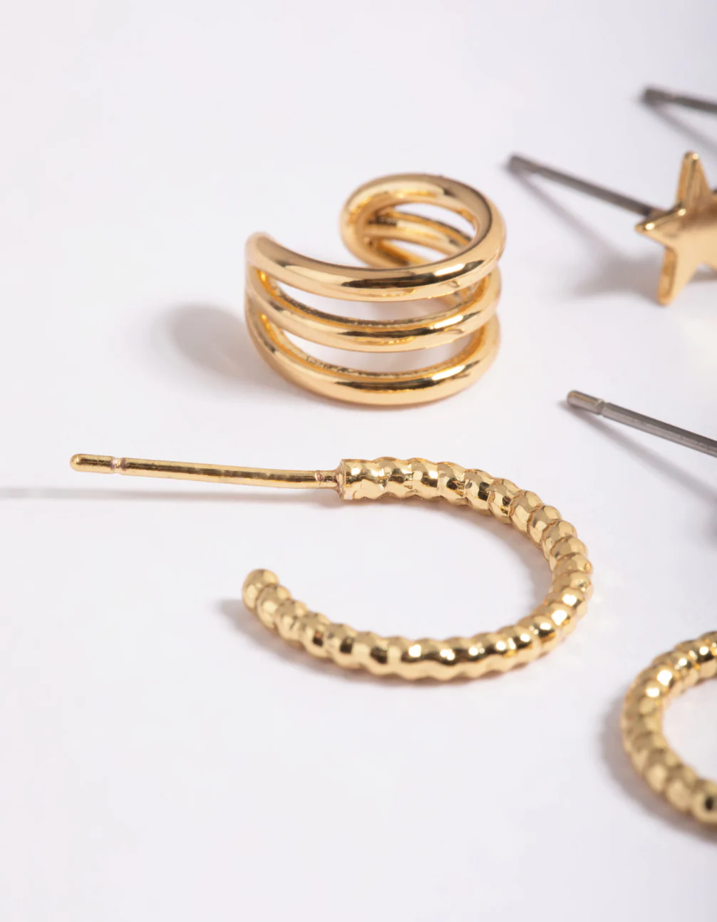 Gold Plated Star & Moon Stud Earring 8-Pack - Image 5