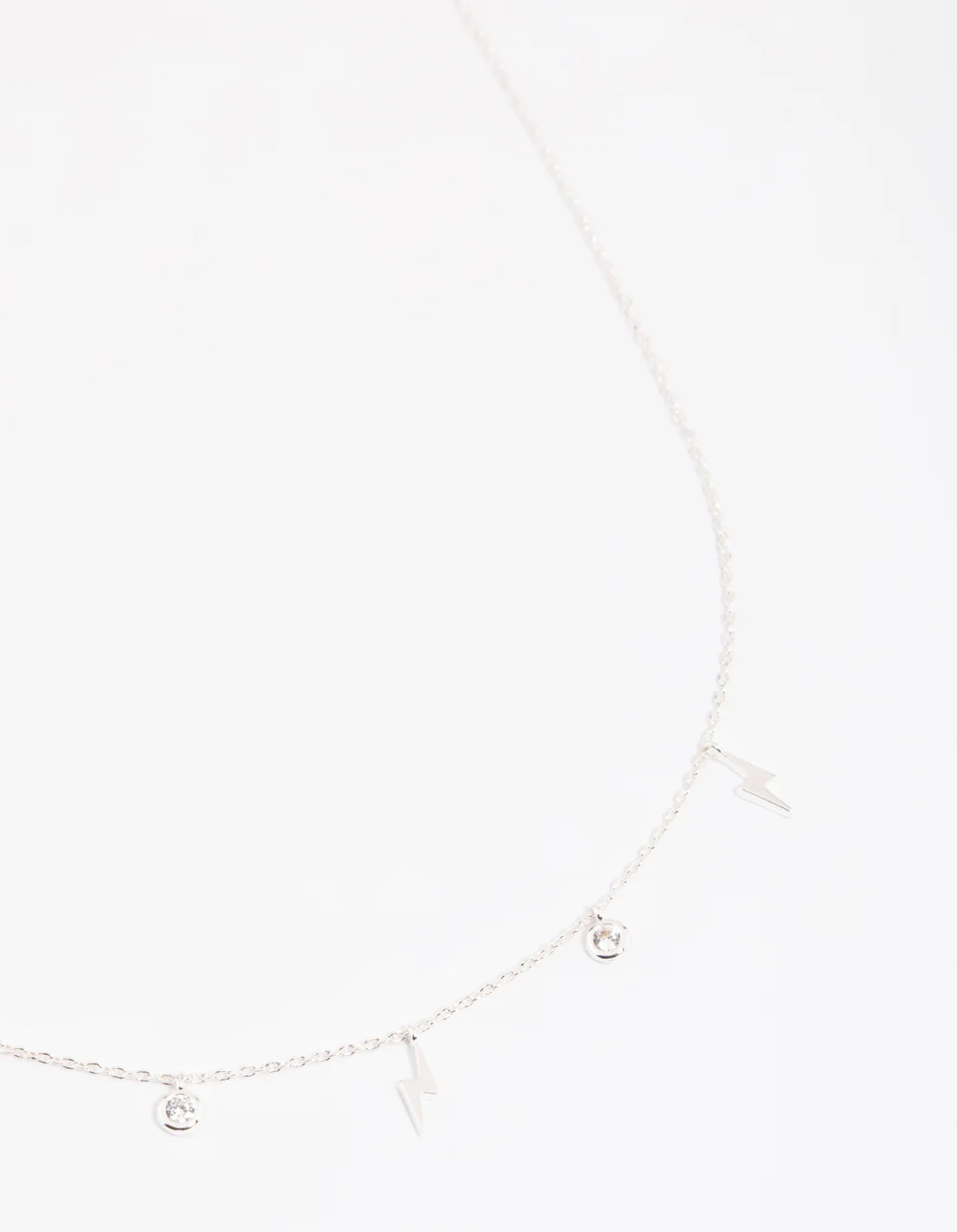 Silver Plated Cubic Zirconia Lightning Necklace