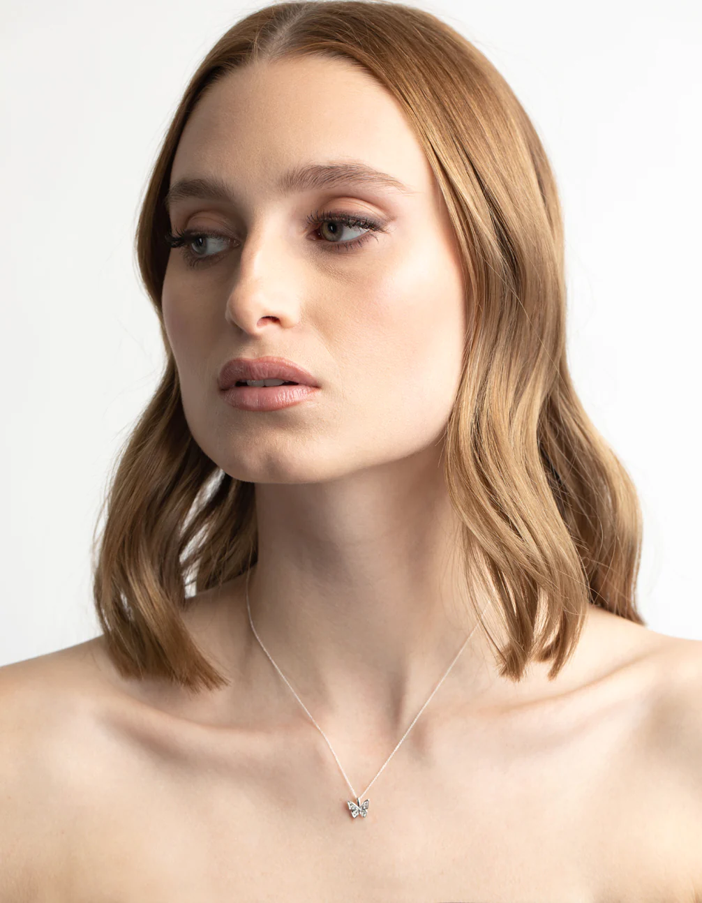 Silver Plated Pave Butterfly Necklace - Image 5