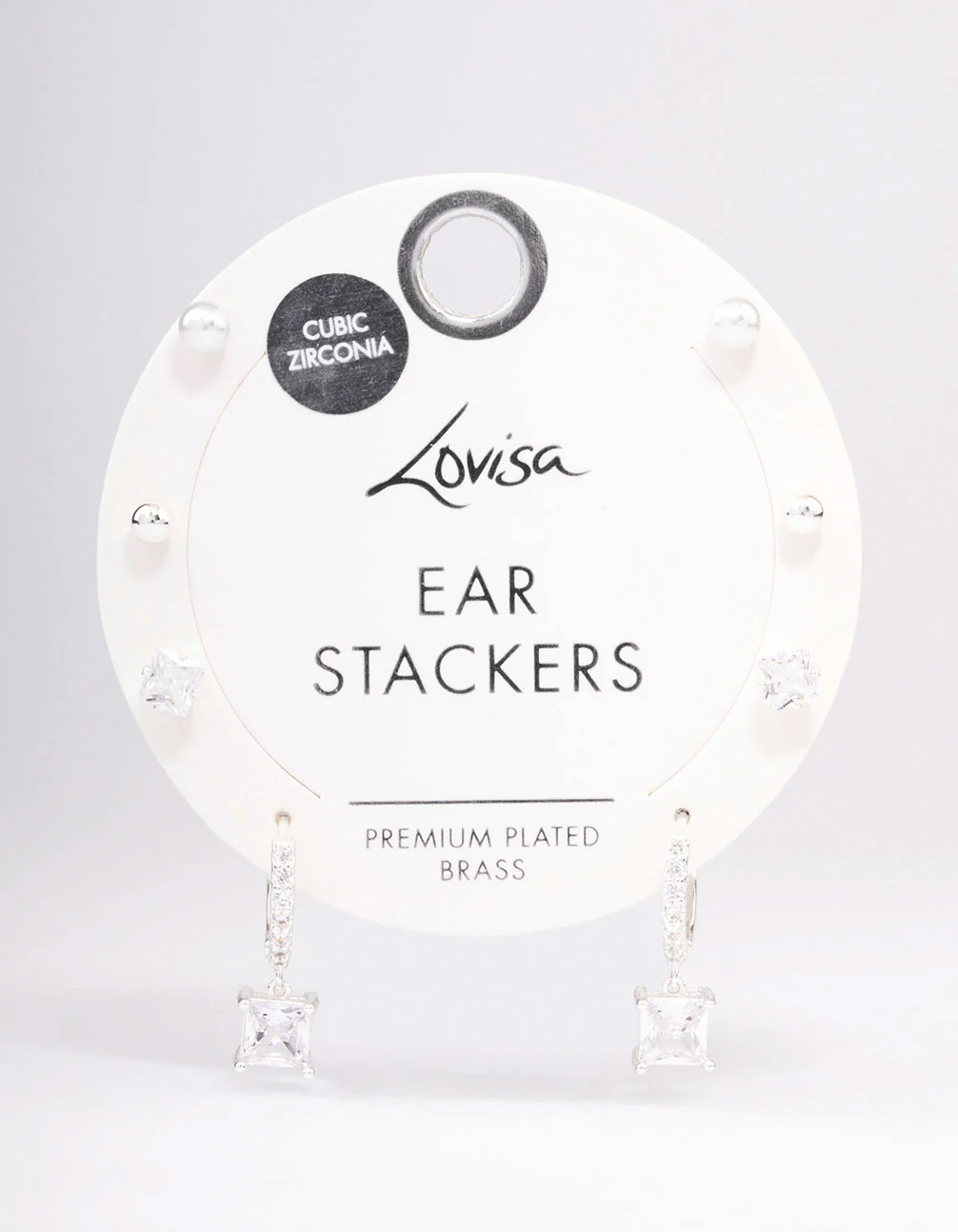 Silver Plated Brass Princess Huggie Earring 4-Pack - Image 3