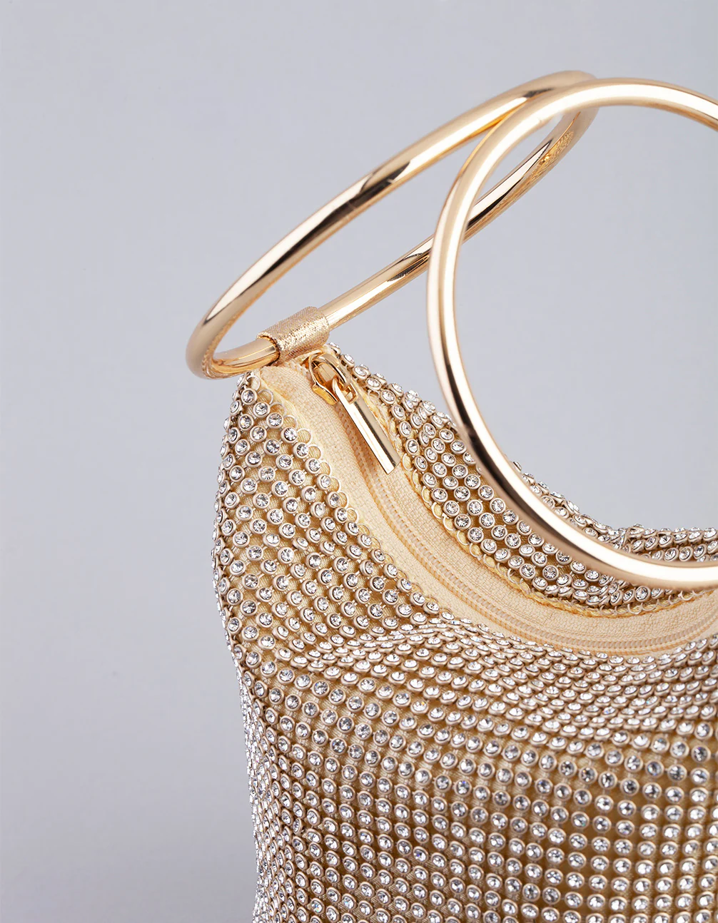 Gold Diamante Circular Handle Clutch - Image 2