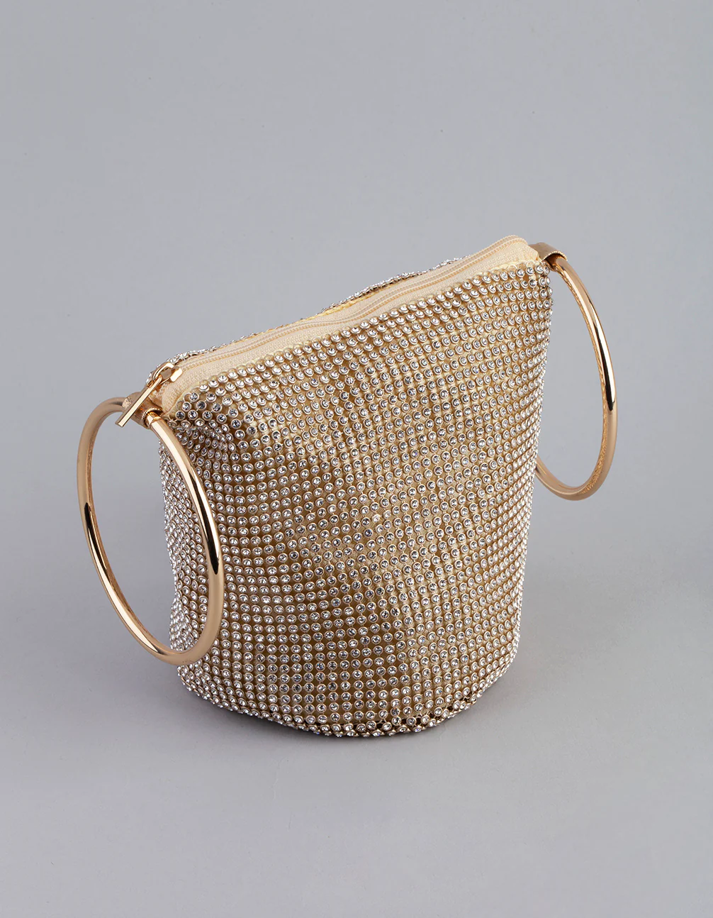 Gold Diamante Circular Handle Clutch - Image 3