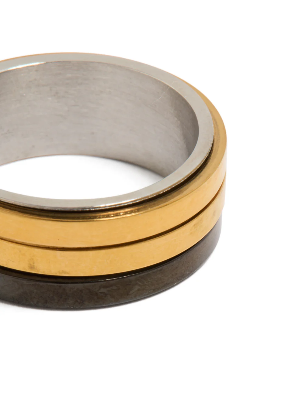 Mens Waterproof Gold Plated & Black Coated Stainless Steel Band Ring - Image 3