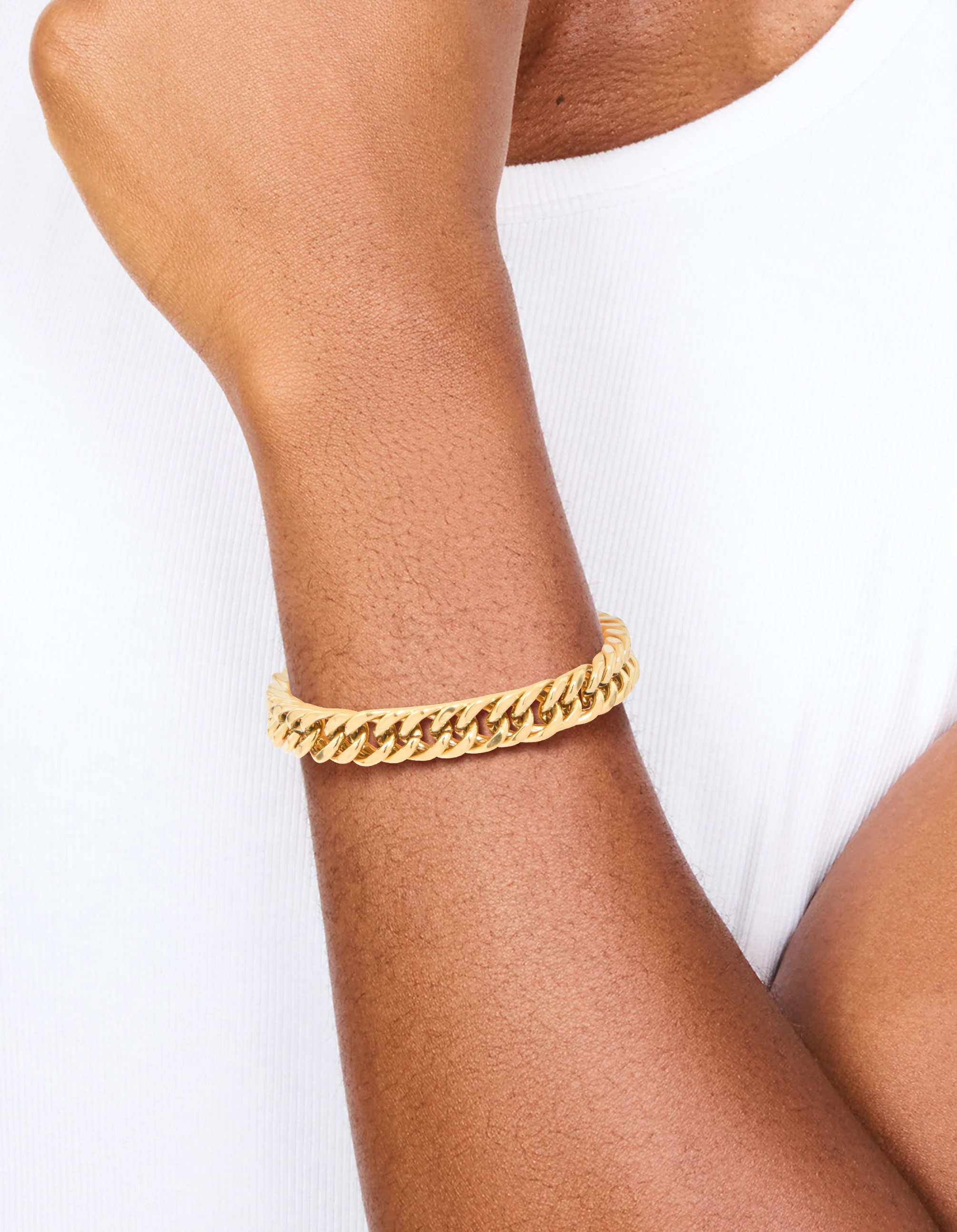 Mens Waterproof Gold Plated Stainless Steel Large Miami Cuban Link Bracelet - Image 2
