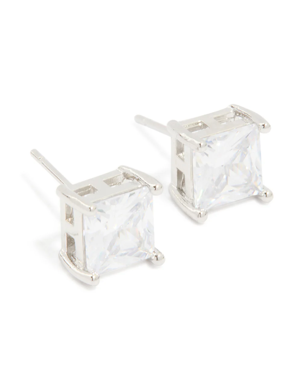 Mens Waterproof Stainless Steel Square Cubic Zirconia Stud Earrings - Image 2