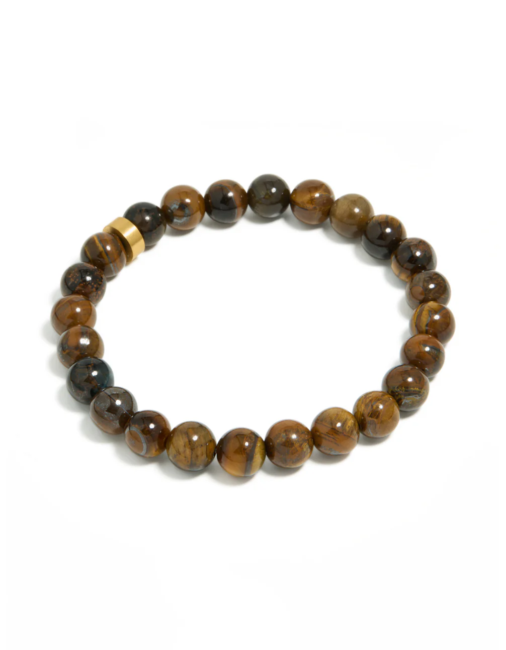 Mens Waterproof Stainless Steel Tiger's Eye Beaded Bracelet - Image 2