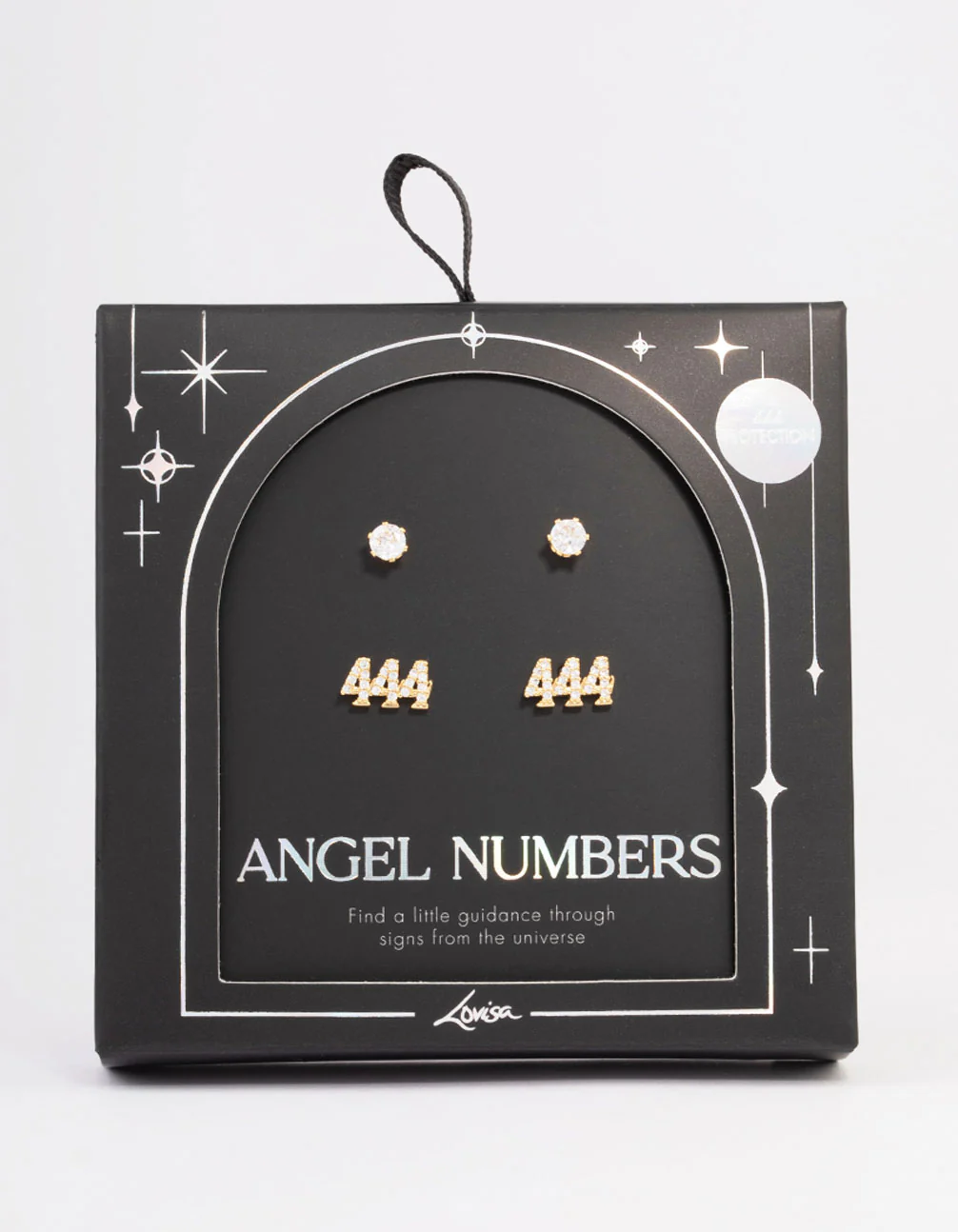 Gold Plated Cubic Zirconia Angel Number 444 Stud Earring Pack - Image 2