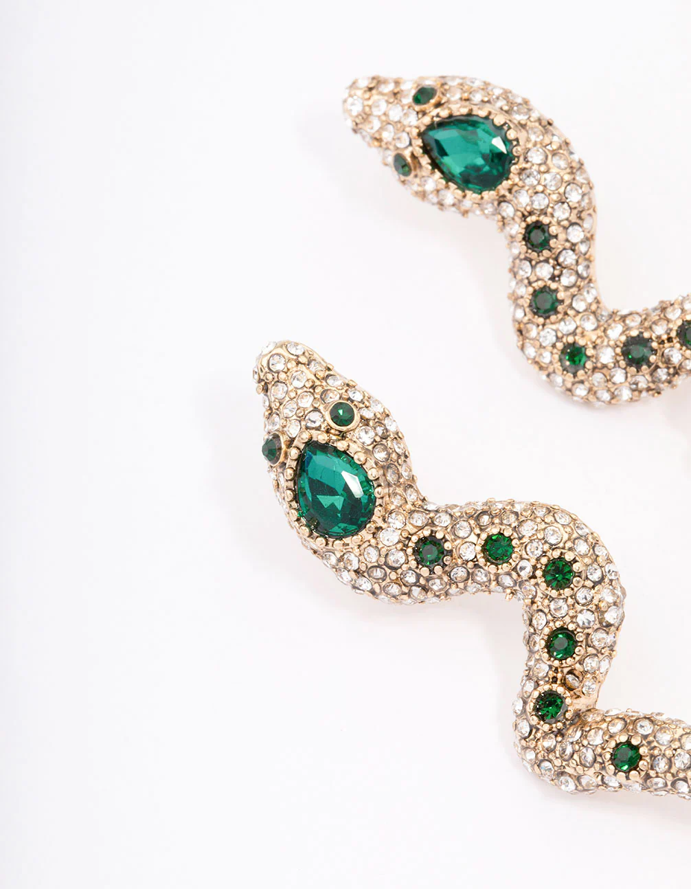 Green Multi Stone Snake Drop Earrings - Image 2