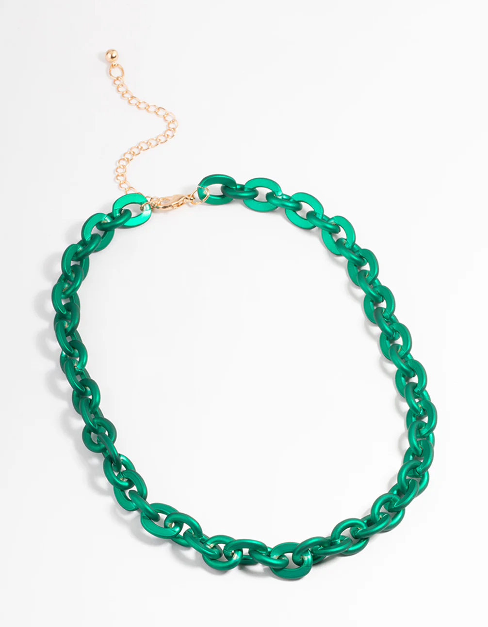 Green Metallic Coated Chain Necklace - Image 4