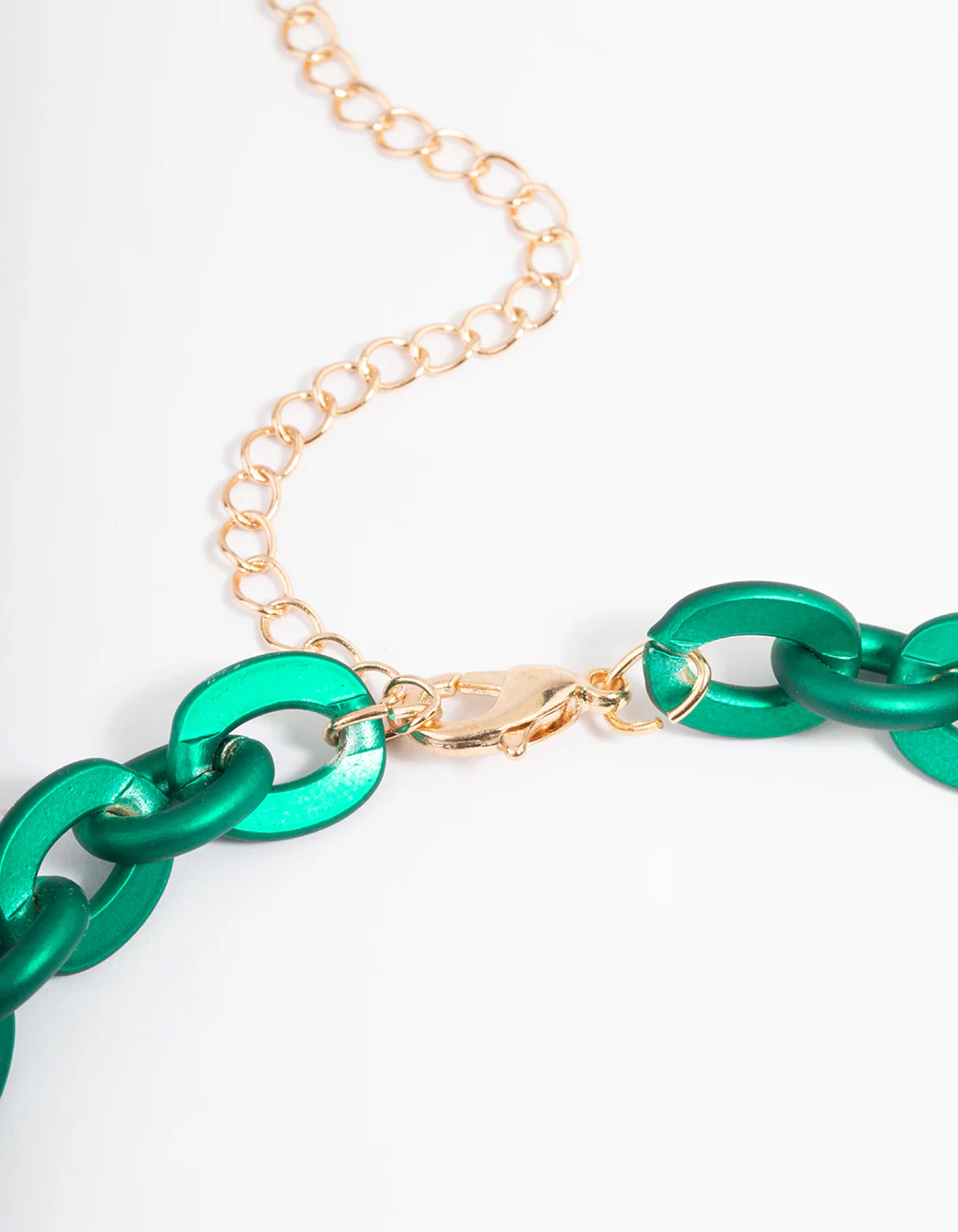Green Metallic Coated Chain Necklace - Image 5