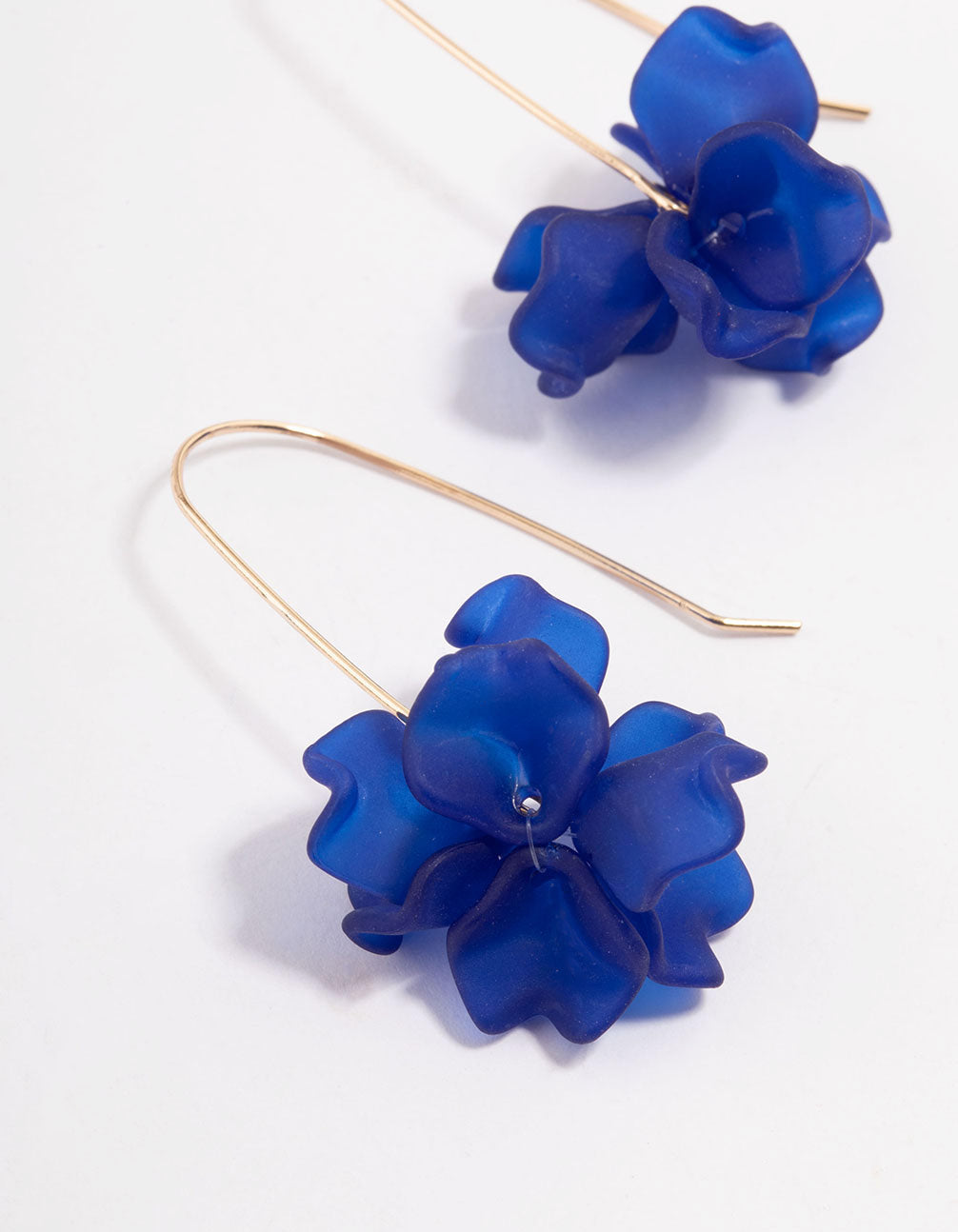 Blue Mini Frosted Flower Drop Earrings - Image 2