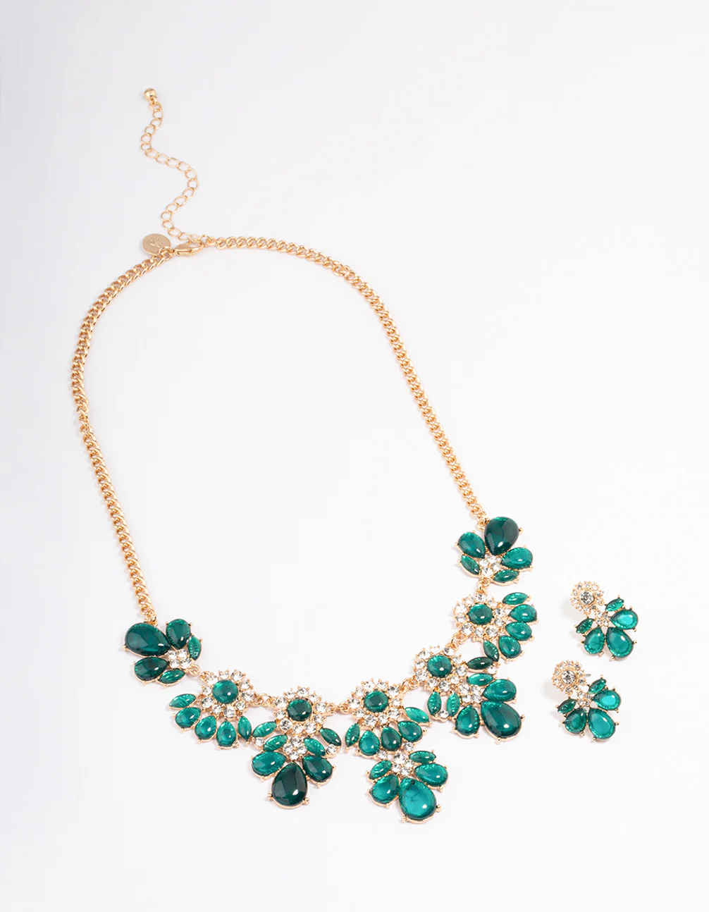 Gold Mixed Stone Detailed Necklace & Earrings - Image 2